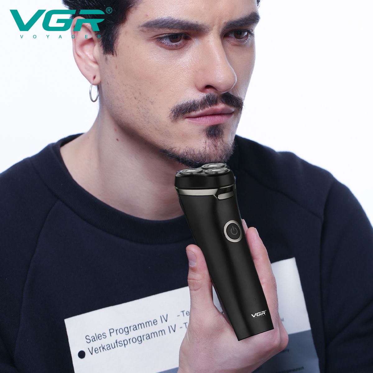VGR V-319 Premium Rechargeable Corded & Cordless Shaver for Beard & Moustache for Men (90min Runtime, IPX6 Waterproof, Black)_4