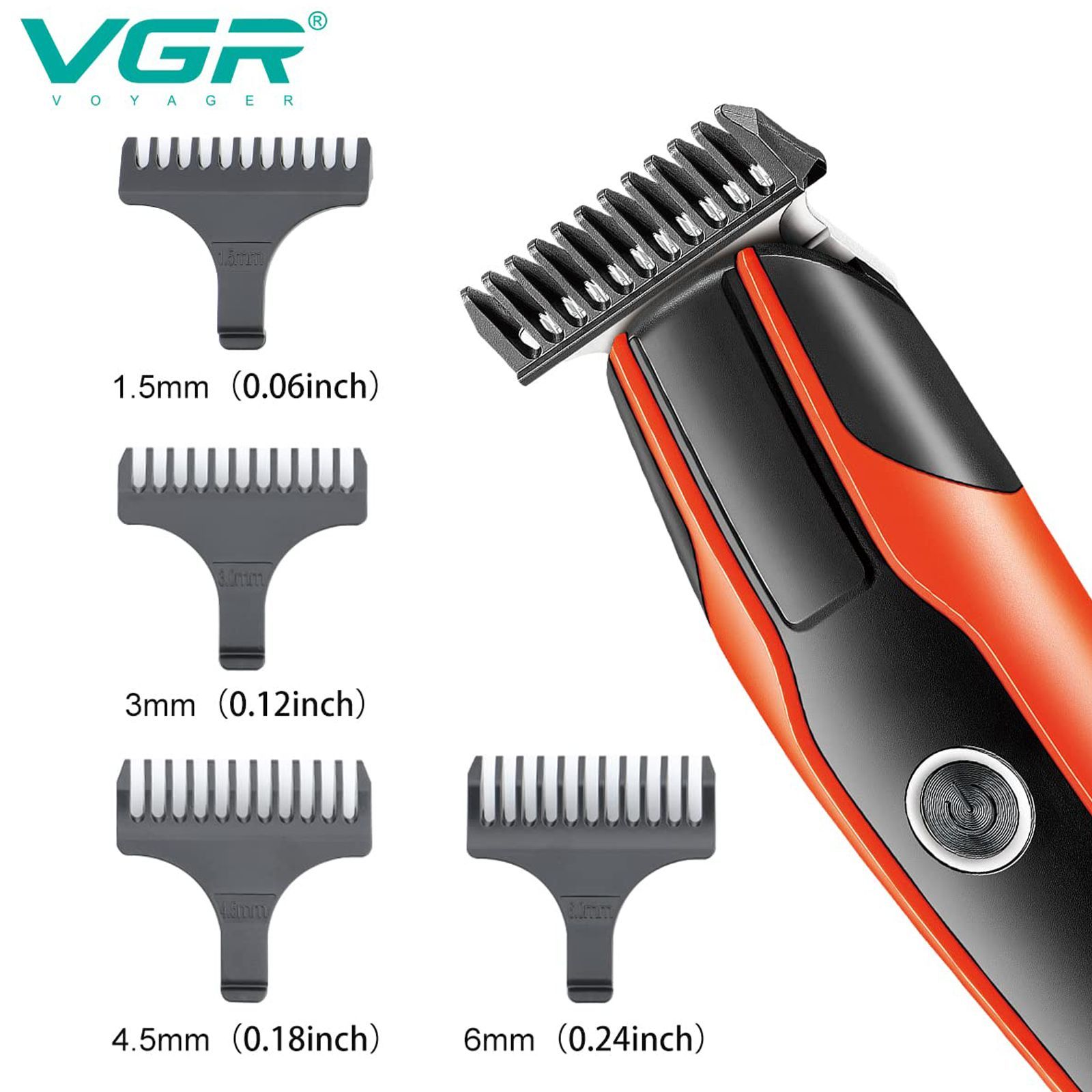 VGR V-999 Rechargeable Corded & Cordless Wet & Dry Trimmer for Hair Clipping, Beard, Moustache, Body Grooming & Intimate Areas with 4 Length Settings for Men (120min Runtime, LED Indicator, Orange)_7