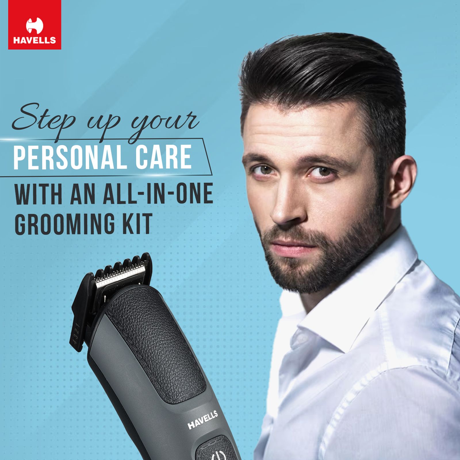 HAVELLS SUPER 15-in-1 Rechargeable Cordless Grooming Kit for Hair, Beard, Body Groomer, Nose & Ear for Men (120min Runtime, IPX7 Waterproof, Black)_8