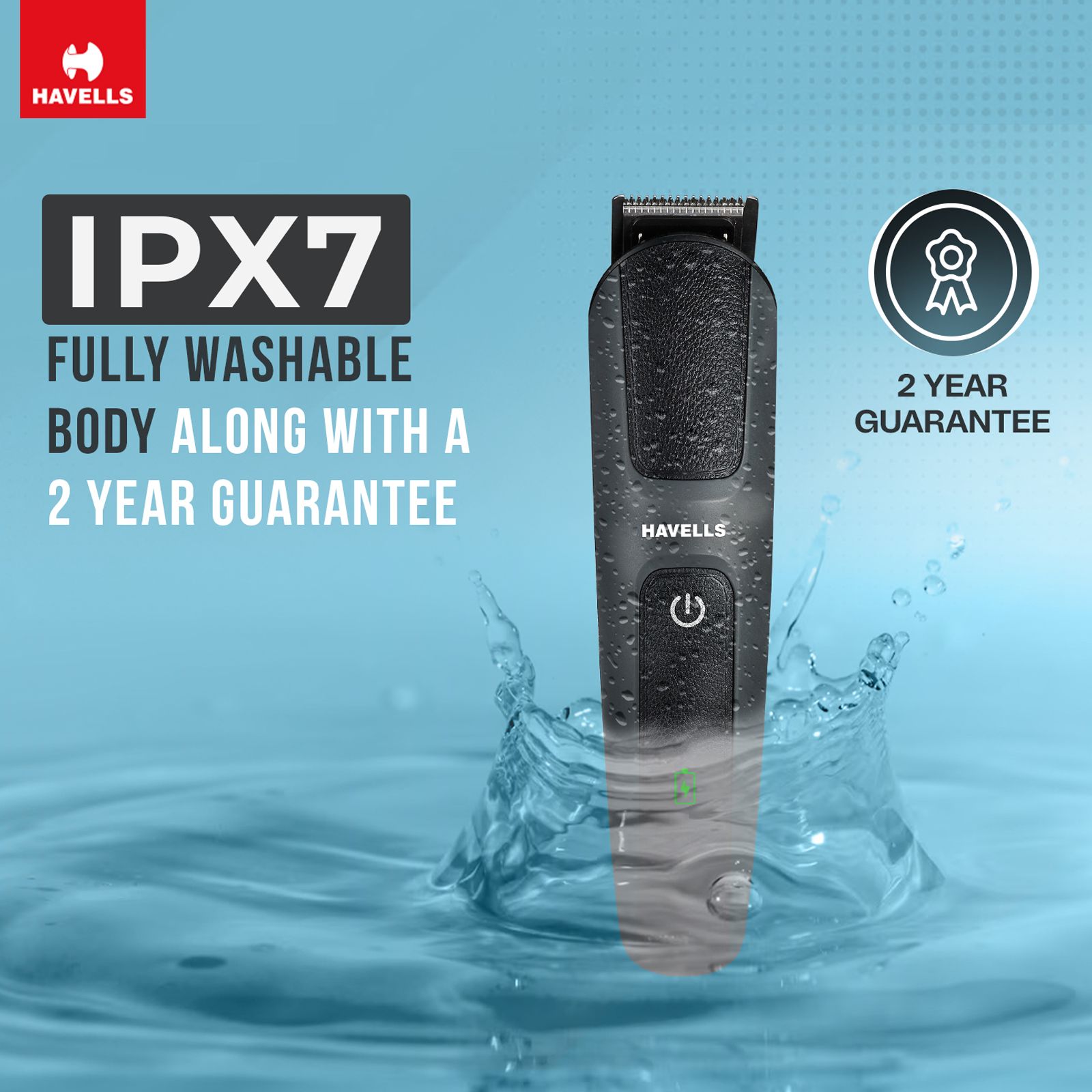 HAVELLS SUPER 15-in-1 Rechargeable Cordless Grooming Kit for Hair, Beard, Body Groomer, Nose & Ear for Men (120min Runtime, IPX7 Waterproof, Black)_9