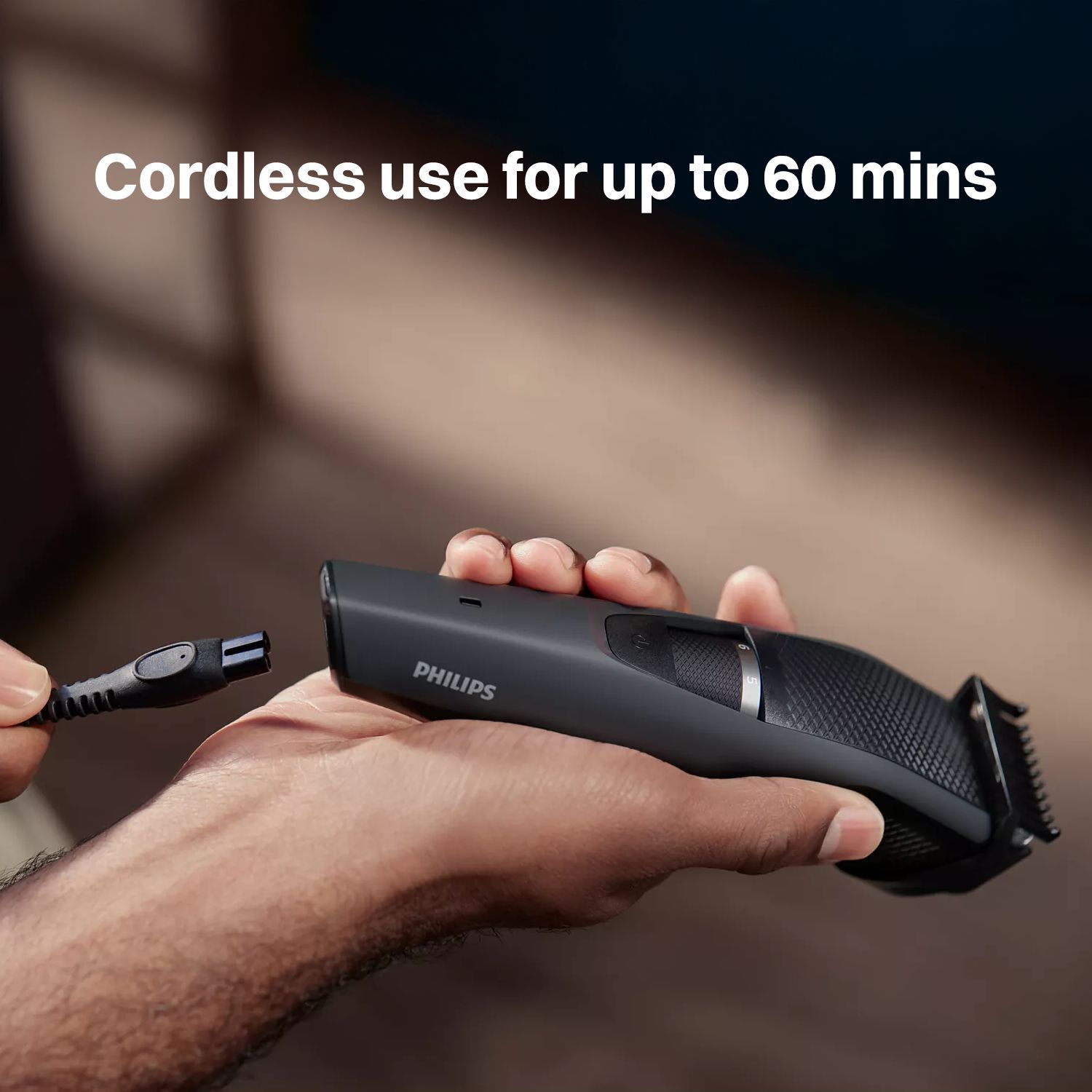 PHILIPS BT3302/15 Rechargeable Cordless Dry Trimmer for Beard and Body with 10 Length Settings for Men (60mins Runtime, Stainless Steel Blade, Black and Grey)_16