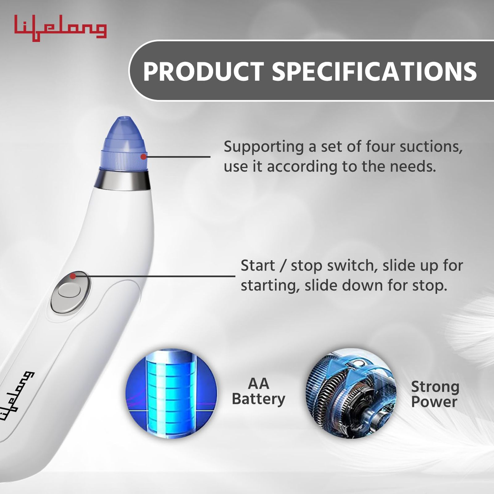 Lifelong LLPCW207 Pore Cleanser (Advanced Vacuum Technology, White)_2