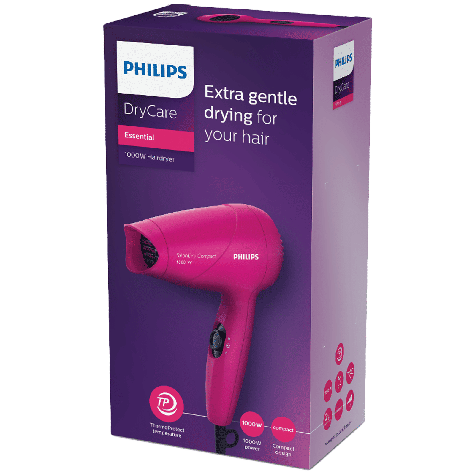 PHILIPS SalonDry Hair Dryer with 2 Heat Settings (Narrow Concentrator, Pink) _5