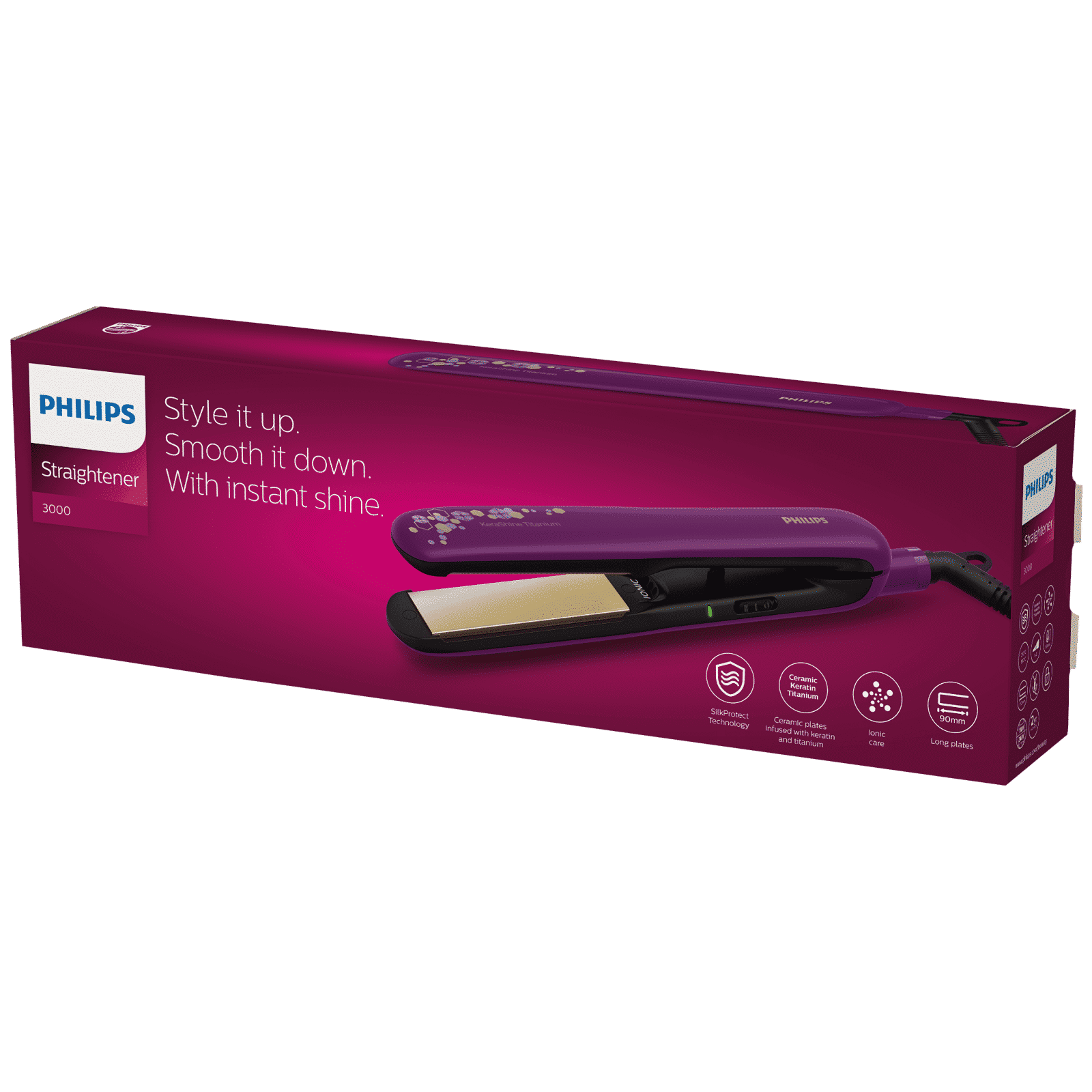 PHILIPS BHS336 Hair Straightener with SilkProtect Technology (Titanium Plates, Purple)_4