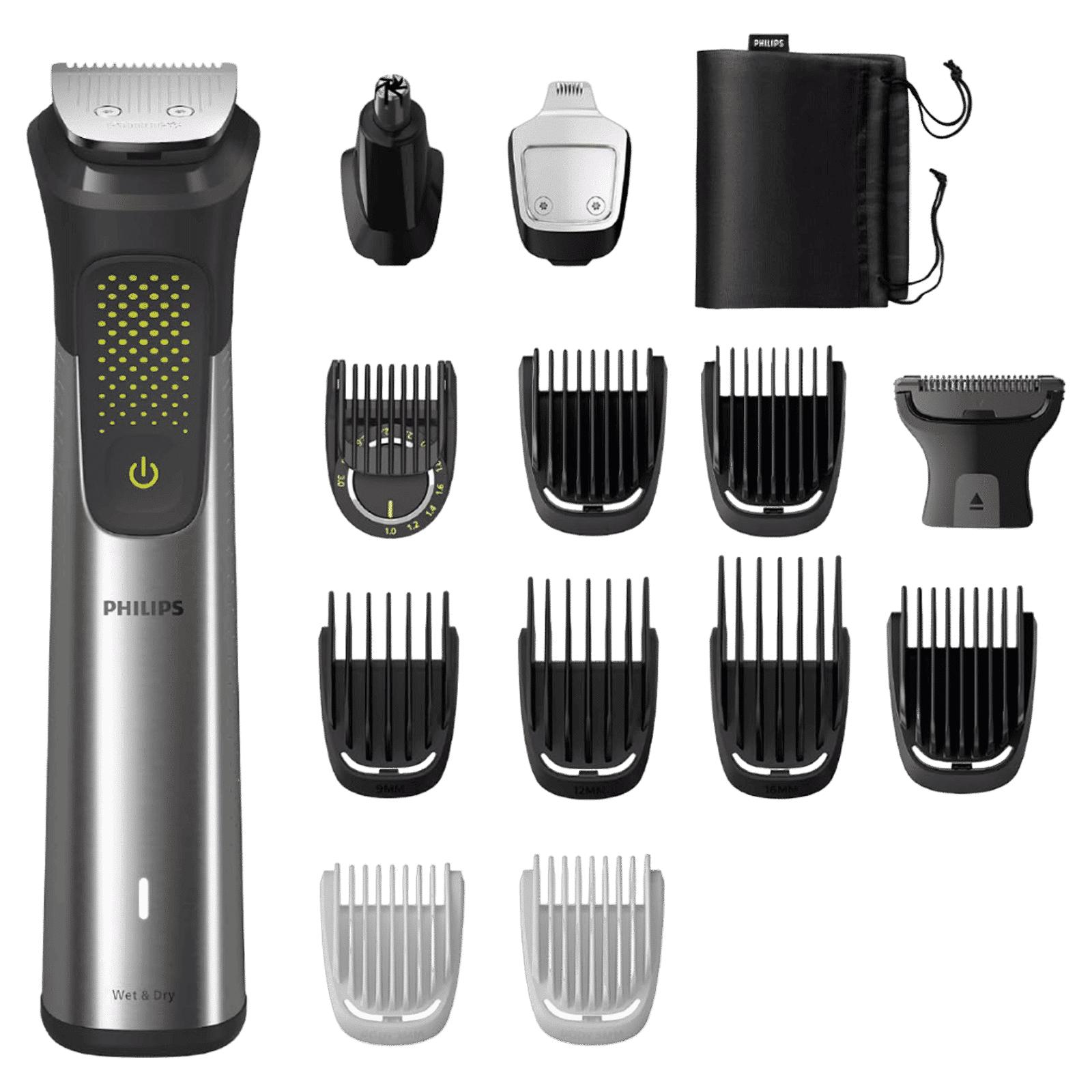 PHILIPS Series 9000 15-in-1 Rechargeable Cordless Grooming Kit for Face, Head and Body for Men (120mins Runtime, Beard Sense Technology, Stainless Steel)_1