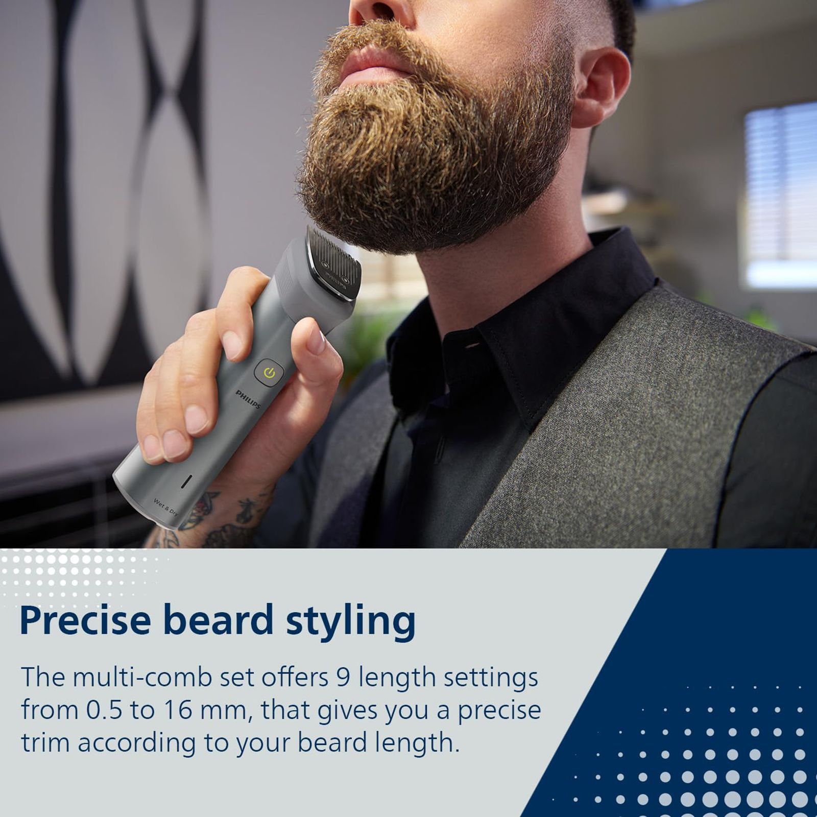 PHILIPS Series 5000 13-in-1 Rechargeable Cordless Grooming Kit for Face, Head and Body for Men (120mins Runtime, Beard Sense Technology, Silver) PHILIPS Series 5000 13-in-1 Rechargeable Cordless Grooming Kit for Face, Head and Body for Men (120mins Runtime, Beard Sense Technology, Silver)_12