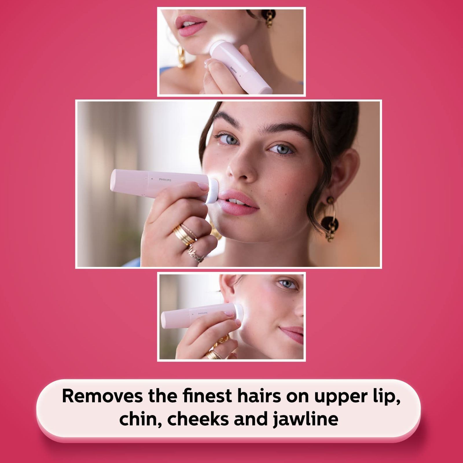 PHILIPS 5000 Series Cordless Grooming Kit for Face for Women (300mins Runtime, Full Circle LED Light, Lychee Pink)_6