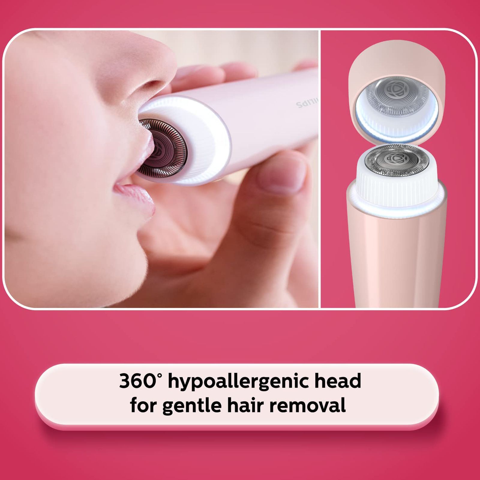 PHILIPS 5000 Series Cordless Grooming Kit for Face for Women (300mins Runtime, Full Circle LED Light, Lychee Pink)_2