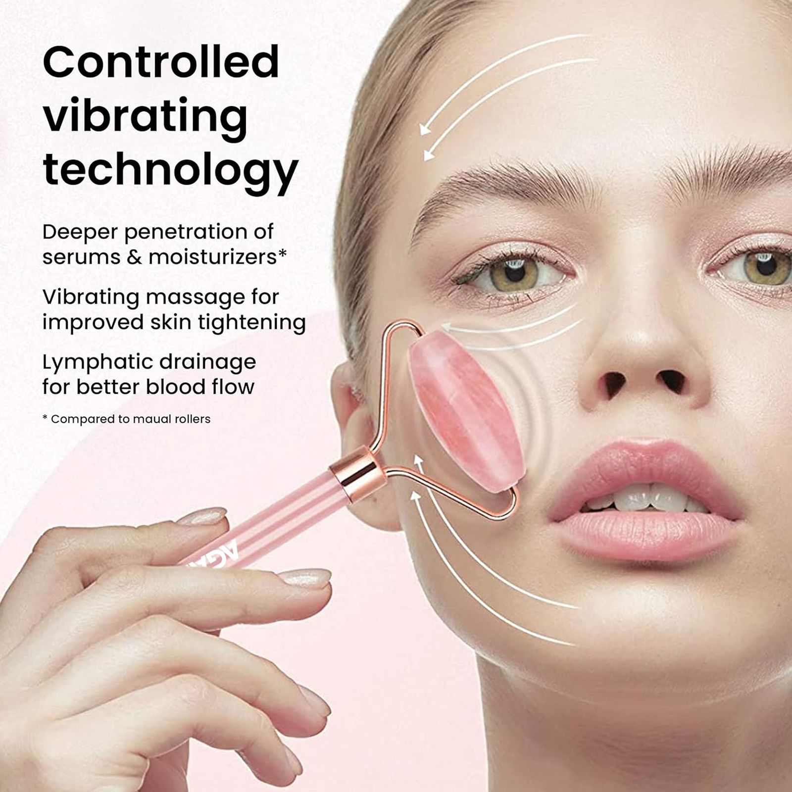 AGARO Rose Quartz 3-in-1 Grooming Kit for Face for Women (High Frequency Vibration, Rose Gold)_6