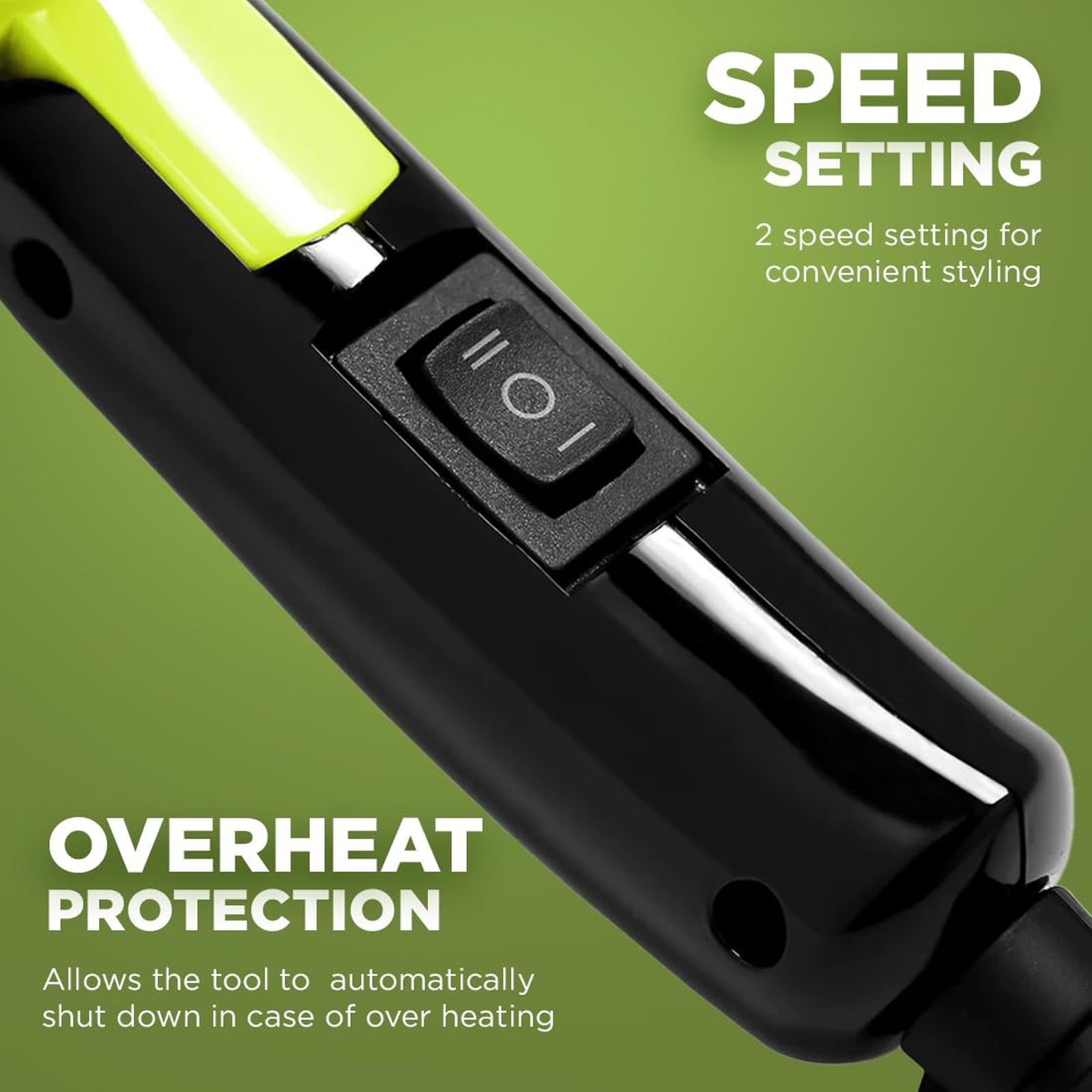 Ikonic Me Mini Speedy Hair Dryer with 2 Heat Settings & Cool Blow (Auto Shutoff, Green)_6