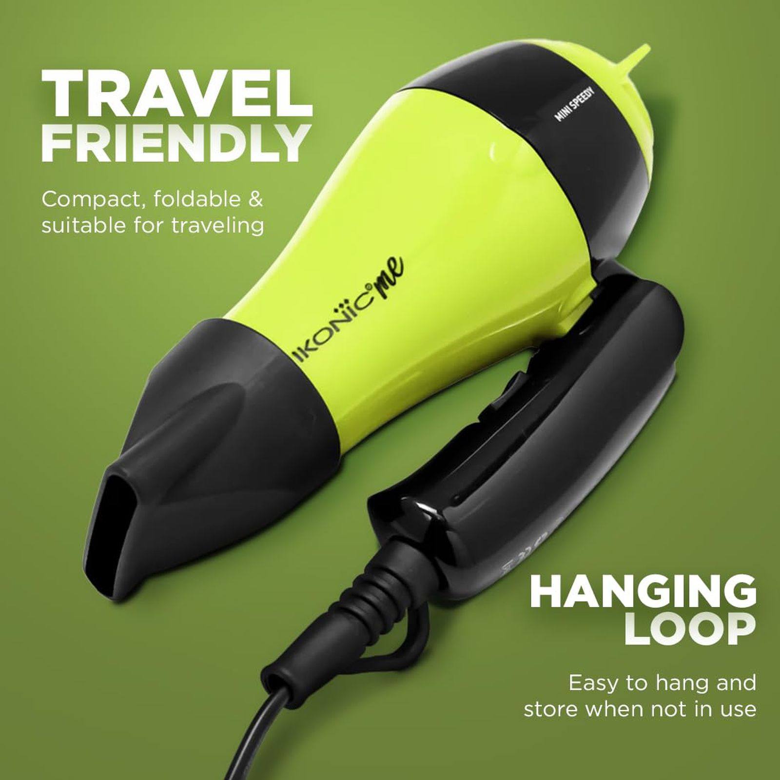 Ikonic Me Mini Speedy Hair Dryer with 2 Heat Settings & Cool Blow (Auto Shutoff, Green)_7