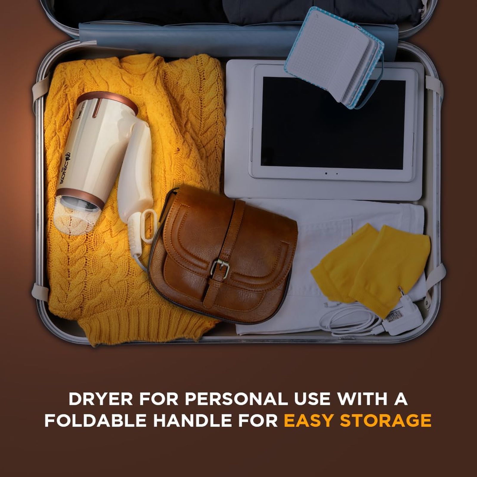 Ikonic Me Travel Express Hair Dryer with 3 Heat Settings & Cool Blow (Overheat Protection, White & Rose Gold)_4