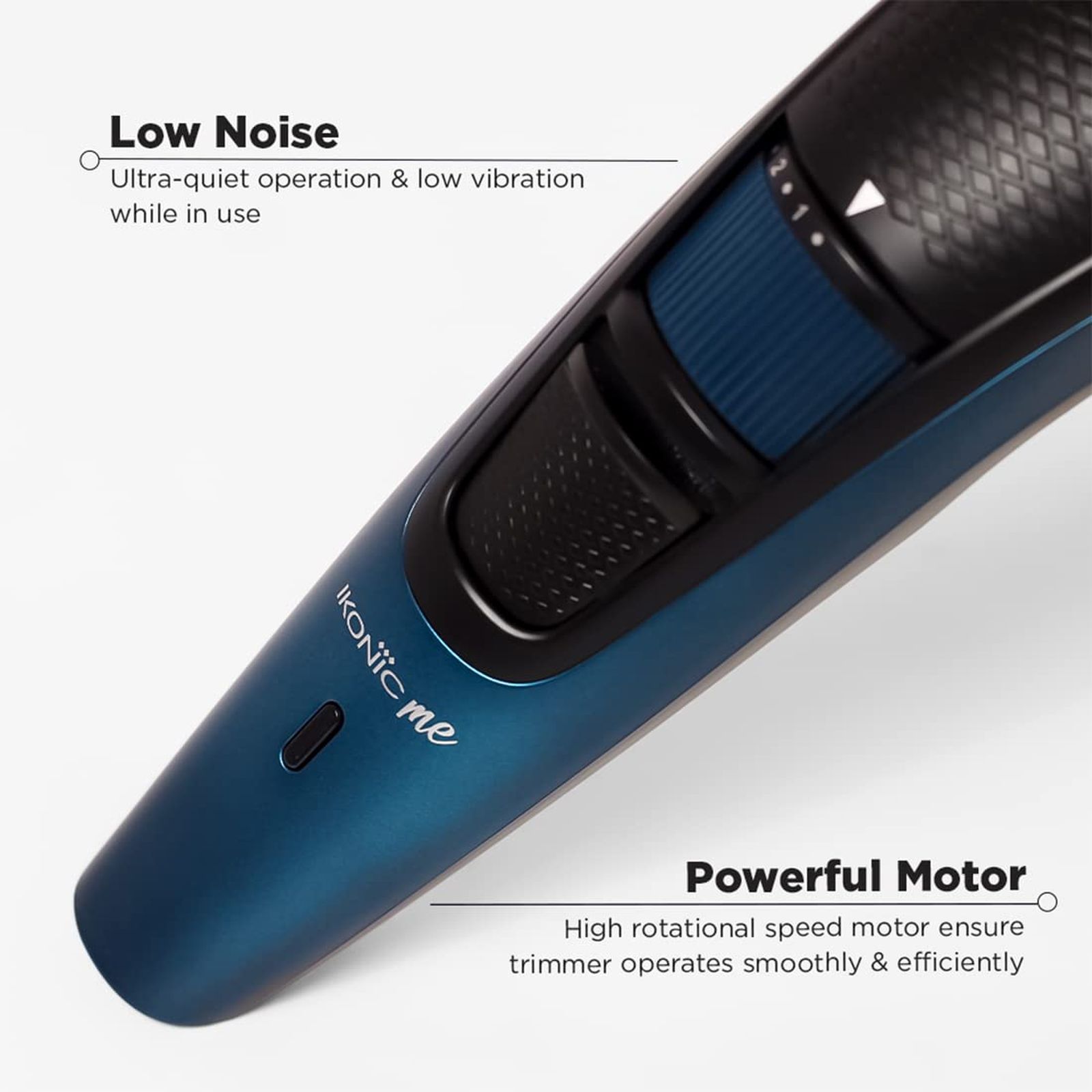 Ikonic Rechargeable Cordless Dry Trimmer for Hair with 10 Length Settings for Men (50mins Runtime, Low Noise, Blue)_5