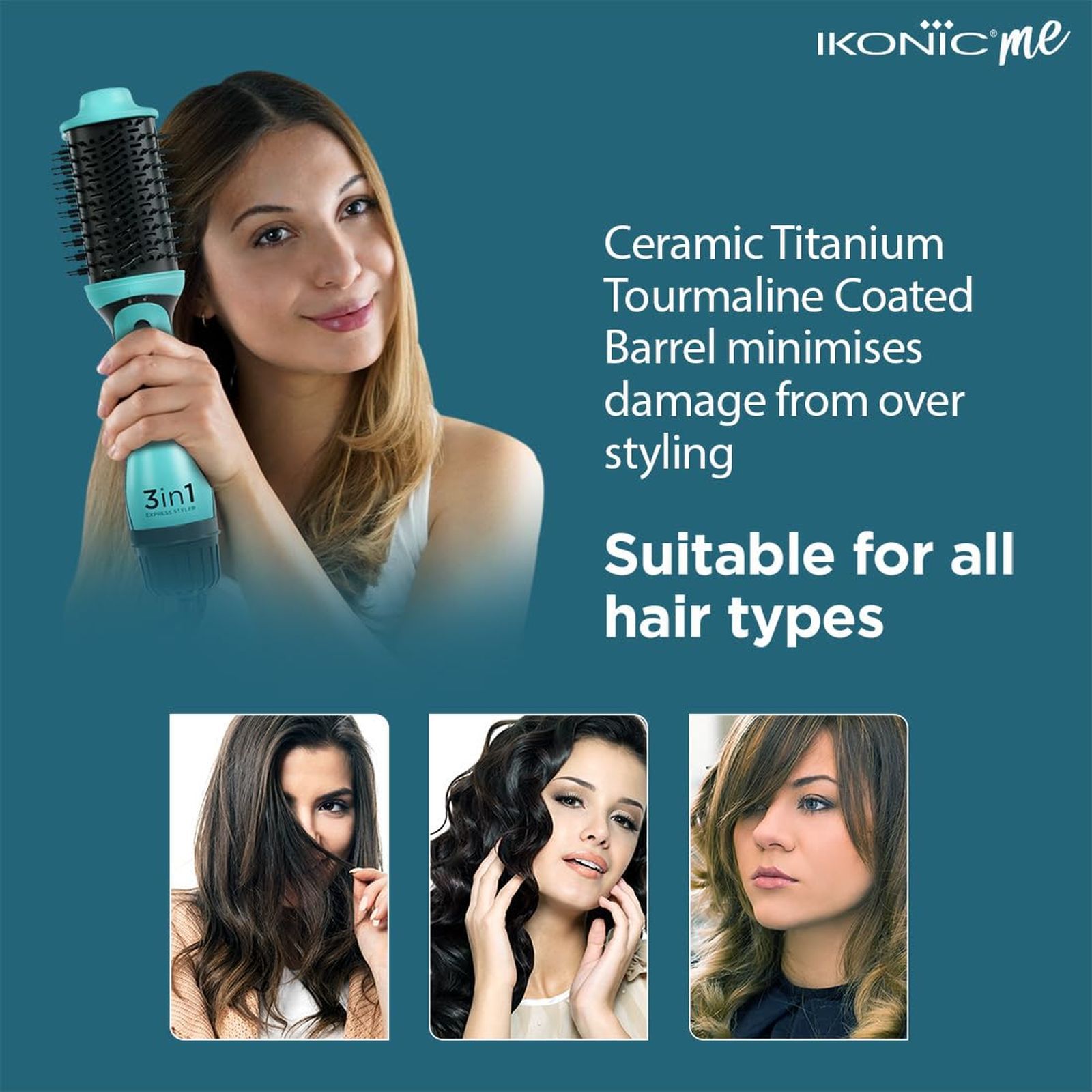 Ikonic Me Express 3-in-1 Hair Styler with Ceramic Titanium Coated Barrel (Innovative Airflow Vents, Tiffany)_5