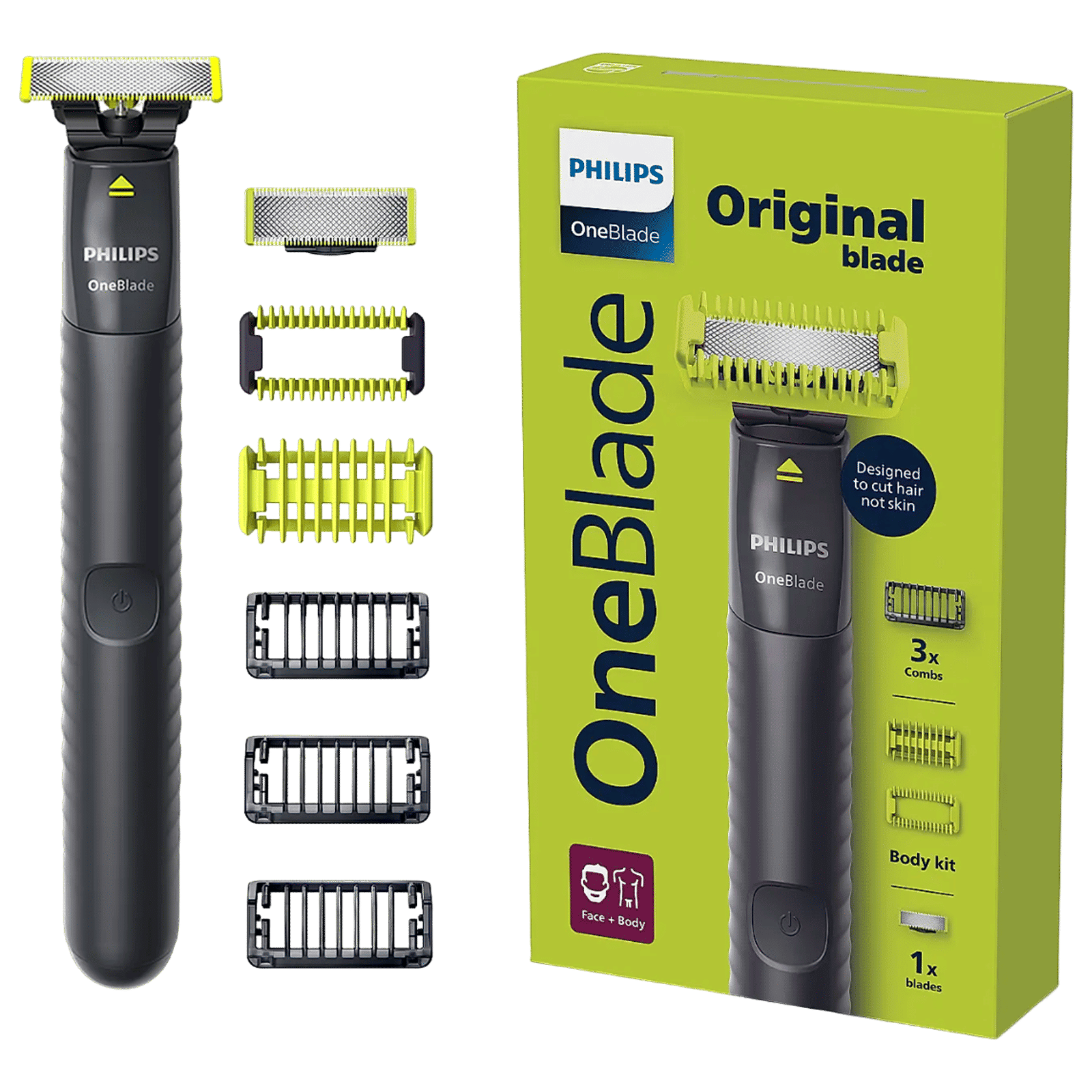 PHILIPS One Blade Rechargeable Cordless Grooming Kit for Face and Body for Men (30mins Runtime, Dual Protection System, Charcoal Gray) PHILIPS One Blade Rechargeable Cordless Grooming Kit for Face and Body for Men (30mins Runtime, Dual Protection System, Charcoal Gray)_1