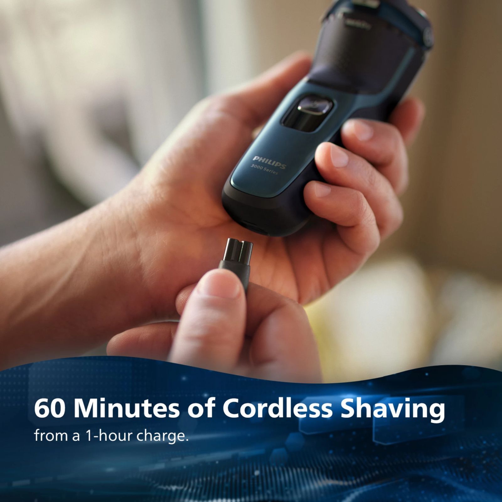 PHILIPS 3000 Series Rechargeable Cordless Shaver for Face for Men (60min Runtime, Skin Protect Technology, Black Silver)_9