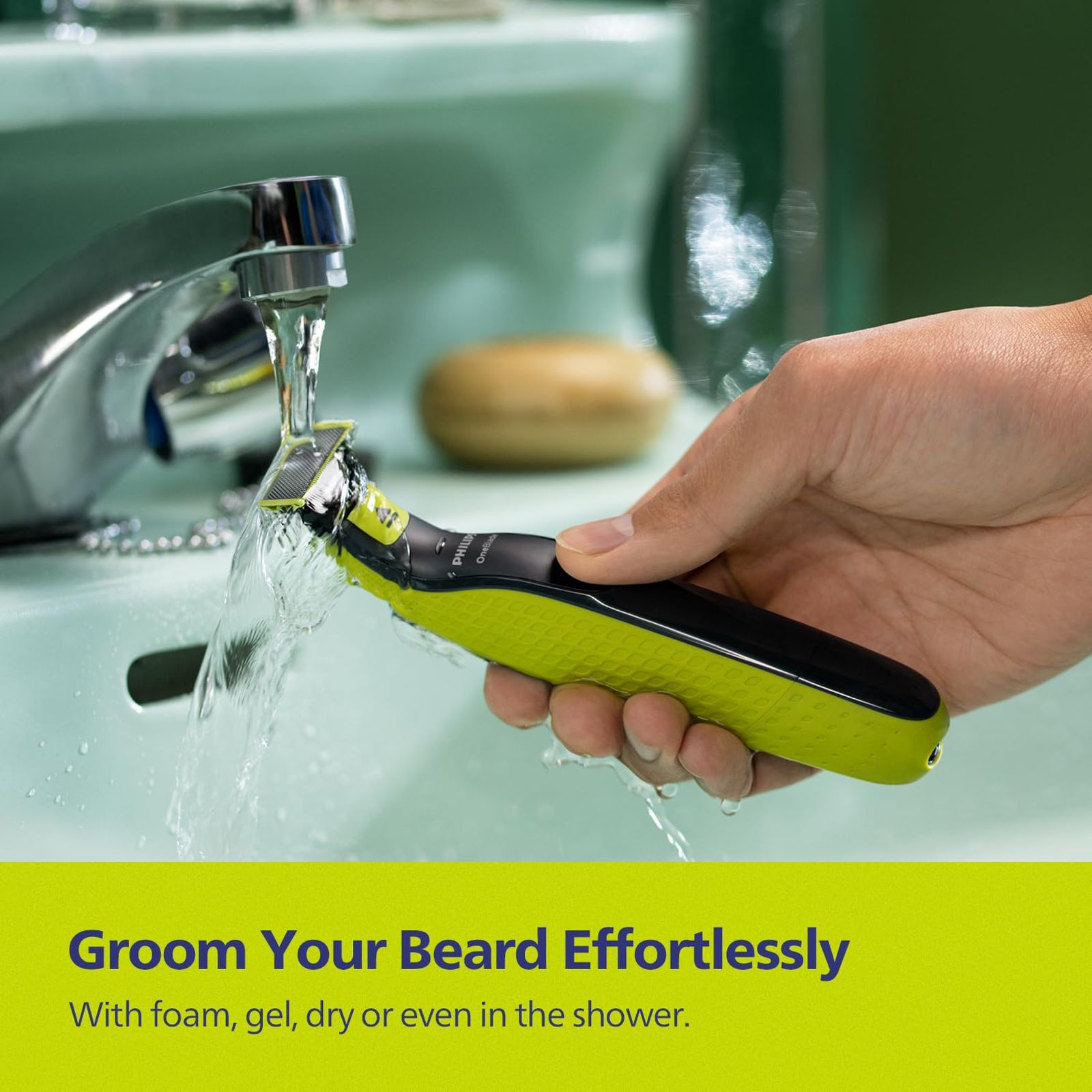 PHILIPS OneBlade Rechargeable Cordless Wet & Dry Trimmer for Beard & Moustache with 3 Length Settings for Men (45mins Runtime, Dual Protection Technology, Green)_6