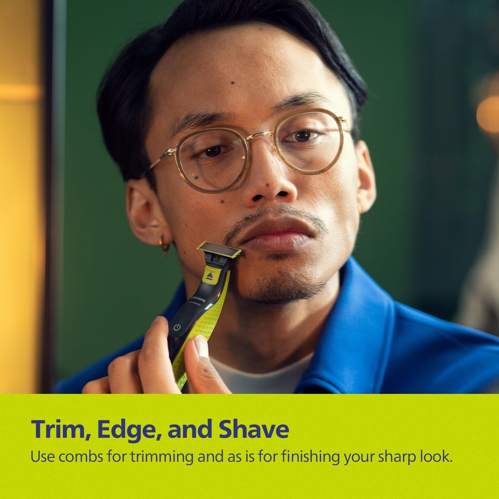 PHILIPS OneBlade Rechargeable Cordless Wet & Dry Trimmer for Beard & Moustache with 3 Length Settings for Men (45mins Runtime, Dual Protection Technology, Green)_7