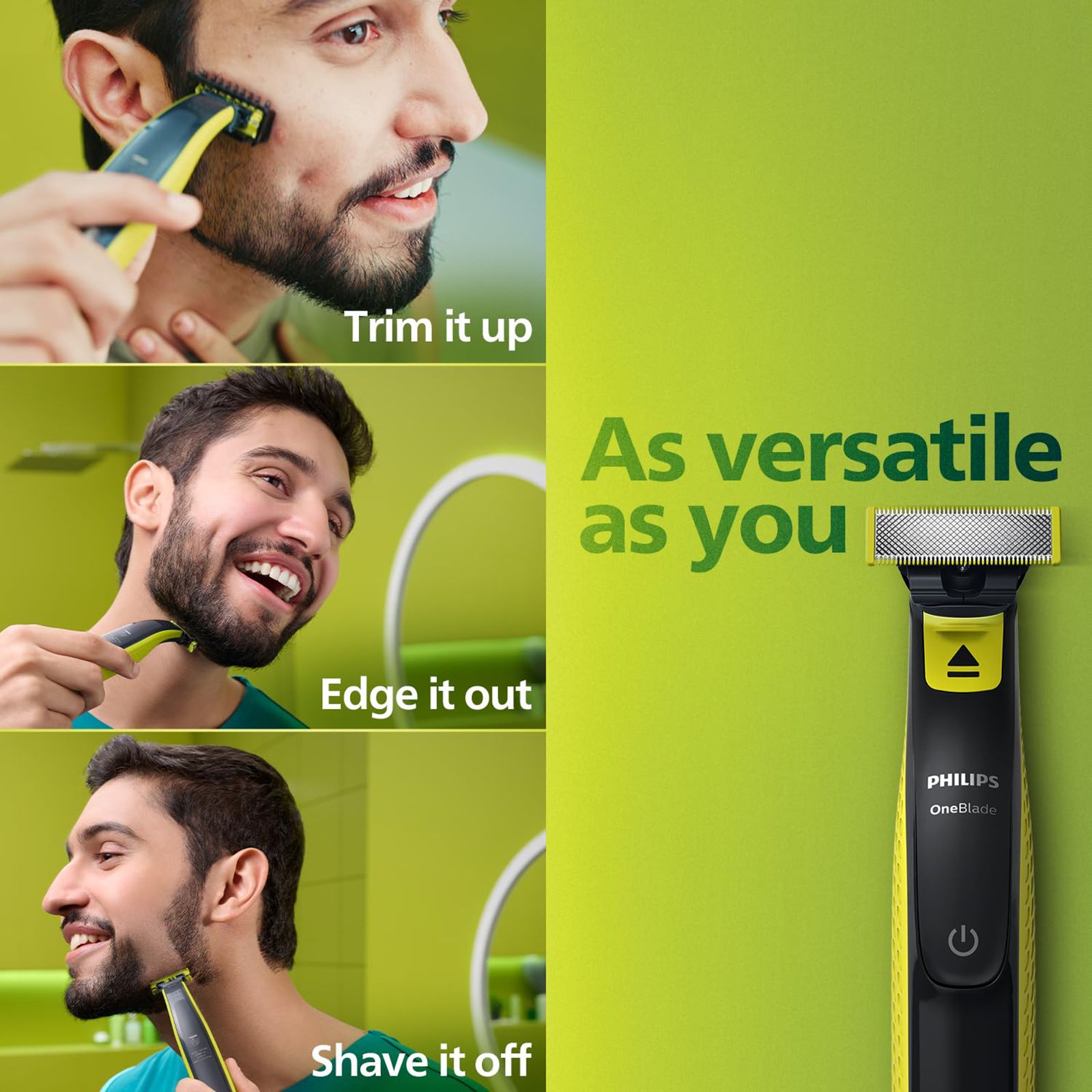 PHILIPS OneBlade Rechargeable Cordless Wet & Dry Trimmer for Beard & Moustache with 3 Length Settings for Men (45mins Runtime, Dual Protection Technology, Green)_10
