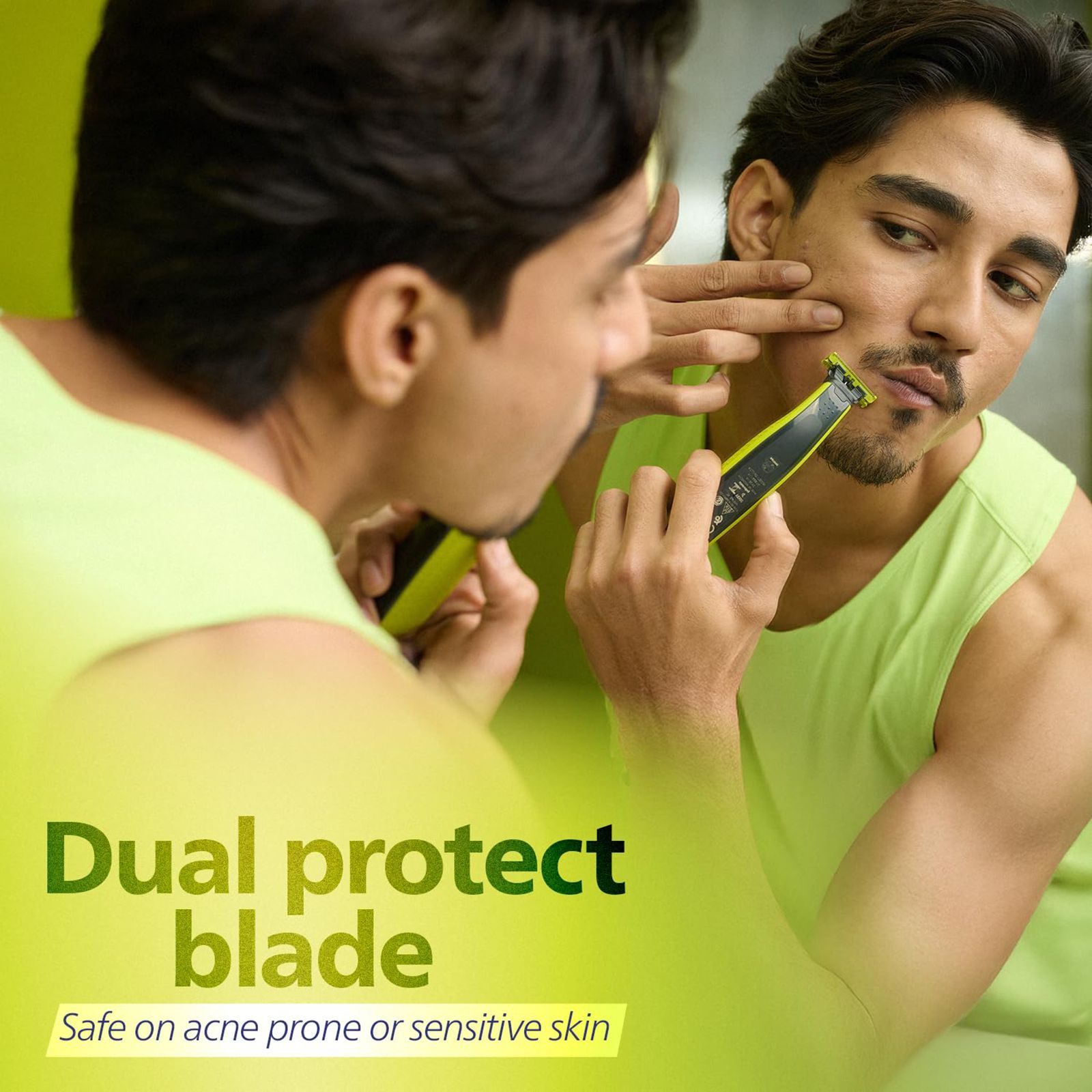 PHILIPS OneBlade Rechargeable Cordless Wet & Dry Trimmer for Beard & Moustache with 3 Length Settings for Men (45mins Runtime, Dual Protection Technology, Green)_11