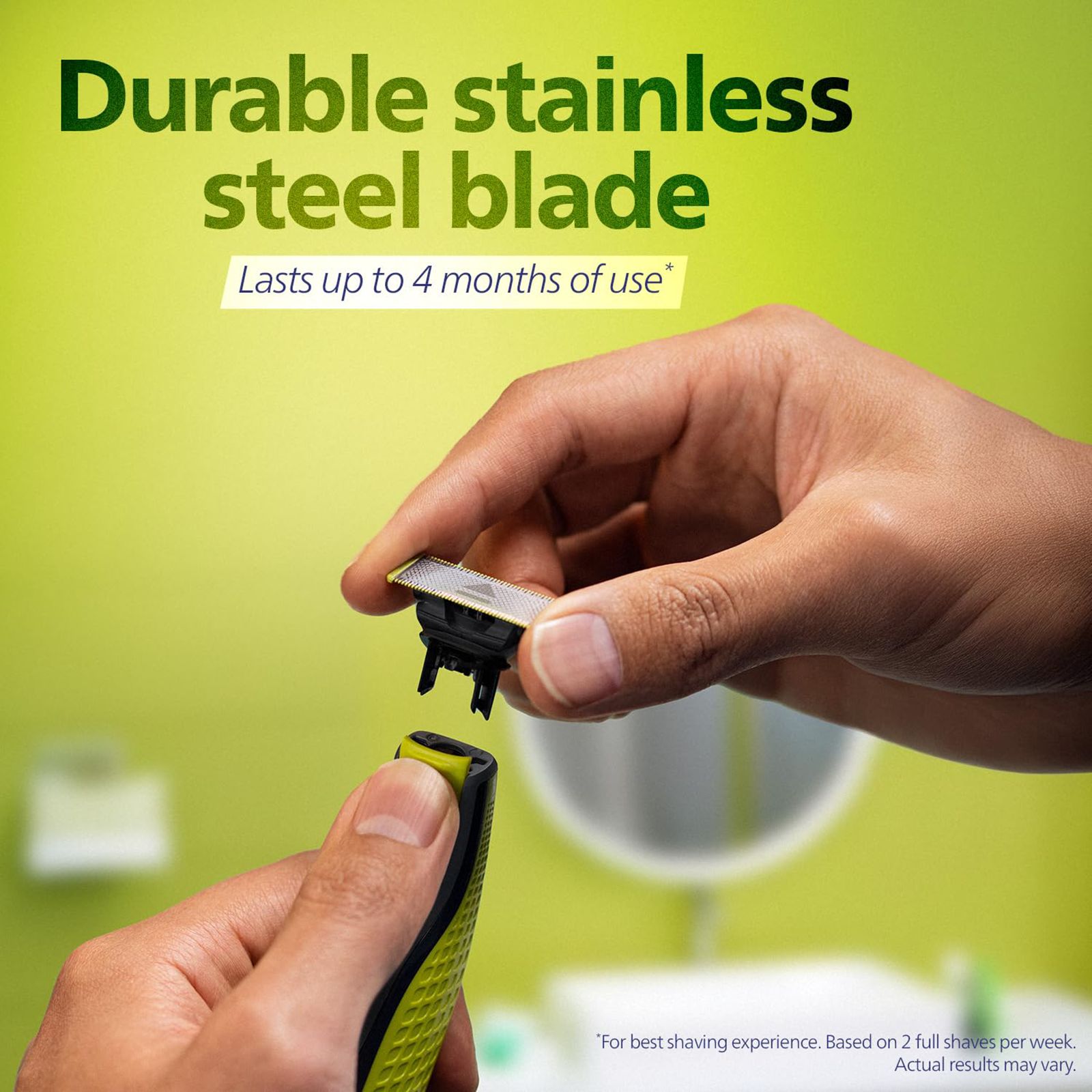 PHILIPS OneBlade Rechargeable Cordless Wet & Dry Trimmer for Beard & Moustache with 3 Length Settings for Men (45mins Runtime, Dual Protection Technology, Green)_13