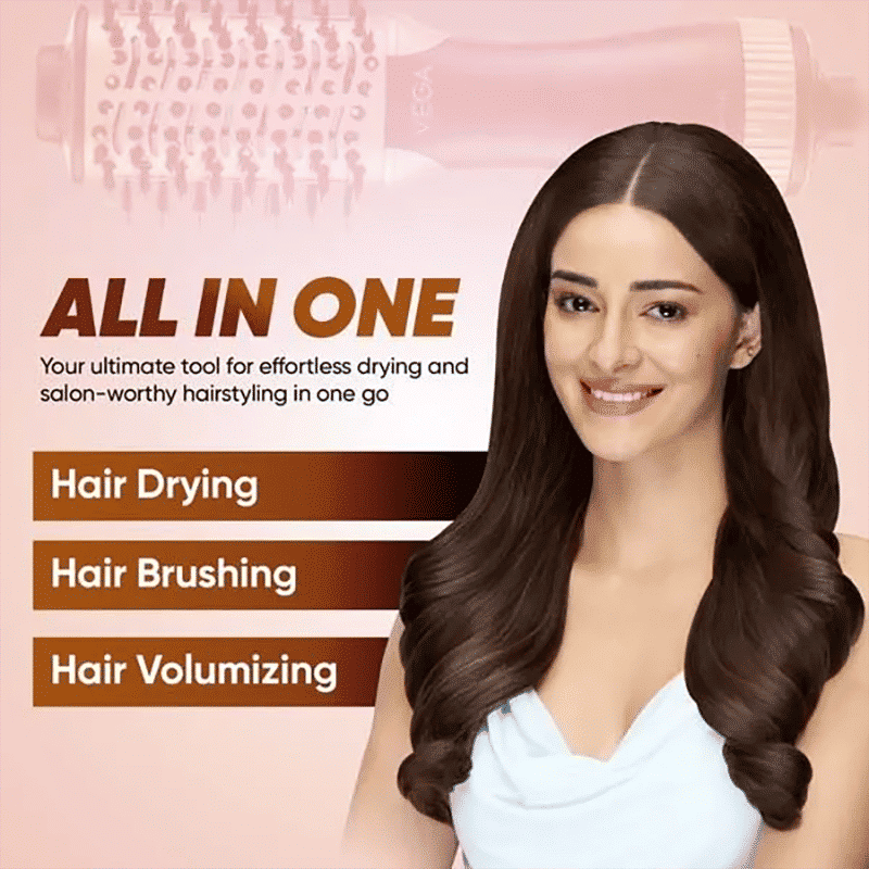 VEGA LitStyle L3 Hair Dryer Brush with 3 Heat Settings (Tourmaline Ceramic Coated Barrel, Black and Gold)_8