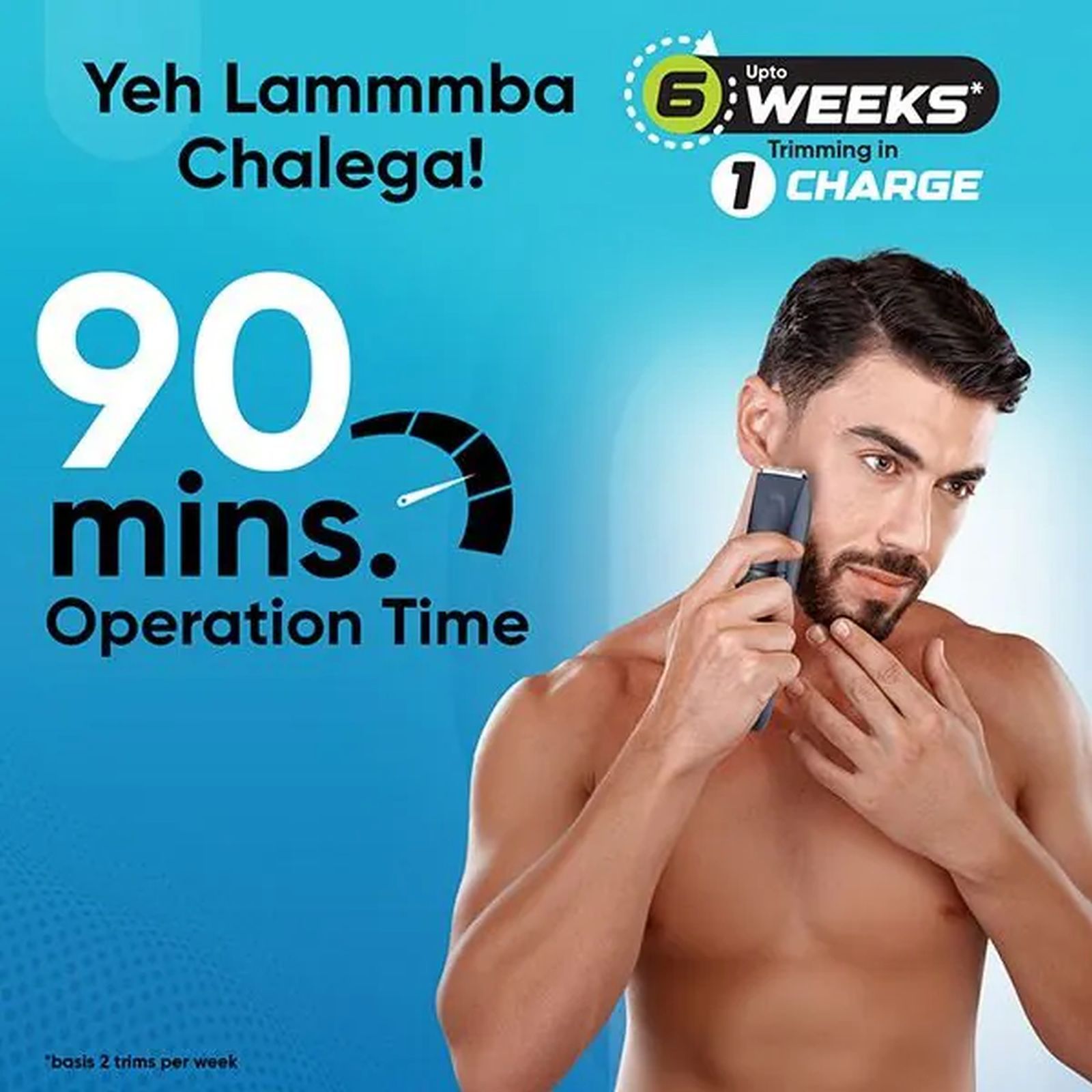 VEGA TurboOne Rechargeable Cord and Cordless Dry Trimmer for Beard with 40 Length Settings for Men (90mins Runtime, Ergonomically designed, Blue) VEGA TurboOne Rechargeable Cord and Cordless Dry Trimmer for Beard with 40 Length Settings for Men (90mins Runtime, Ergonomically designed, Blue)_5