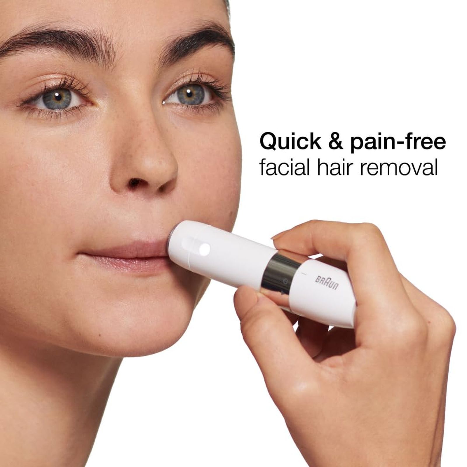 BRAUN FS1000 Cordless Wet & Dry Trimmer for Upper Lips, Chin & Cheeks for Women (With Smart light, White)_7