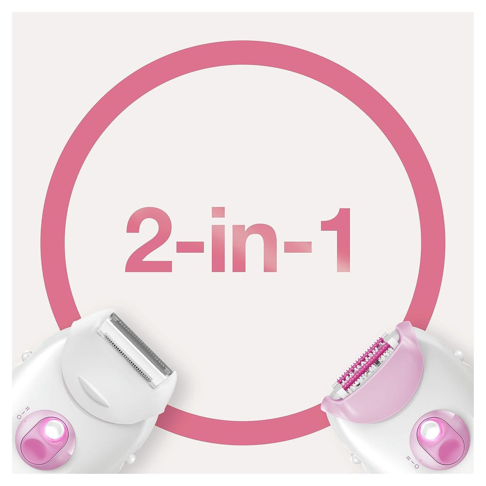 BRAUN SE3031 Corded Wet & Dry Epilator for Face, Legs & Arms with 2 Interchangeable Heads (Rotating Disc Blade, White and Pink)_3