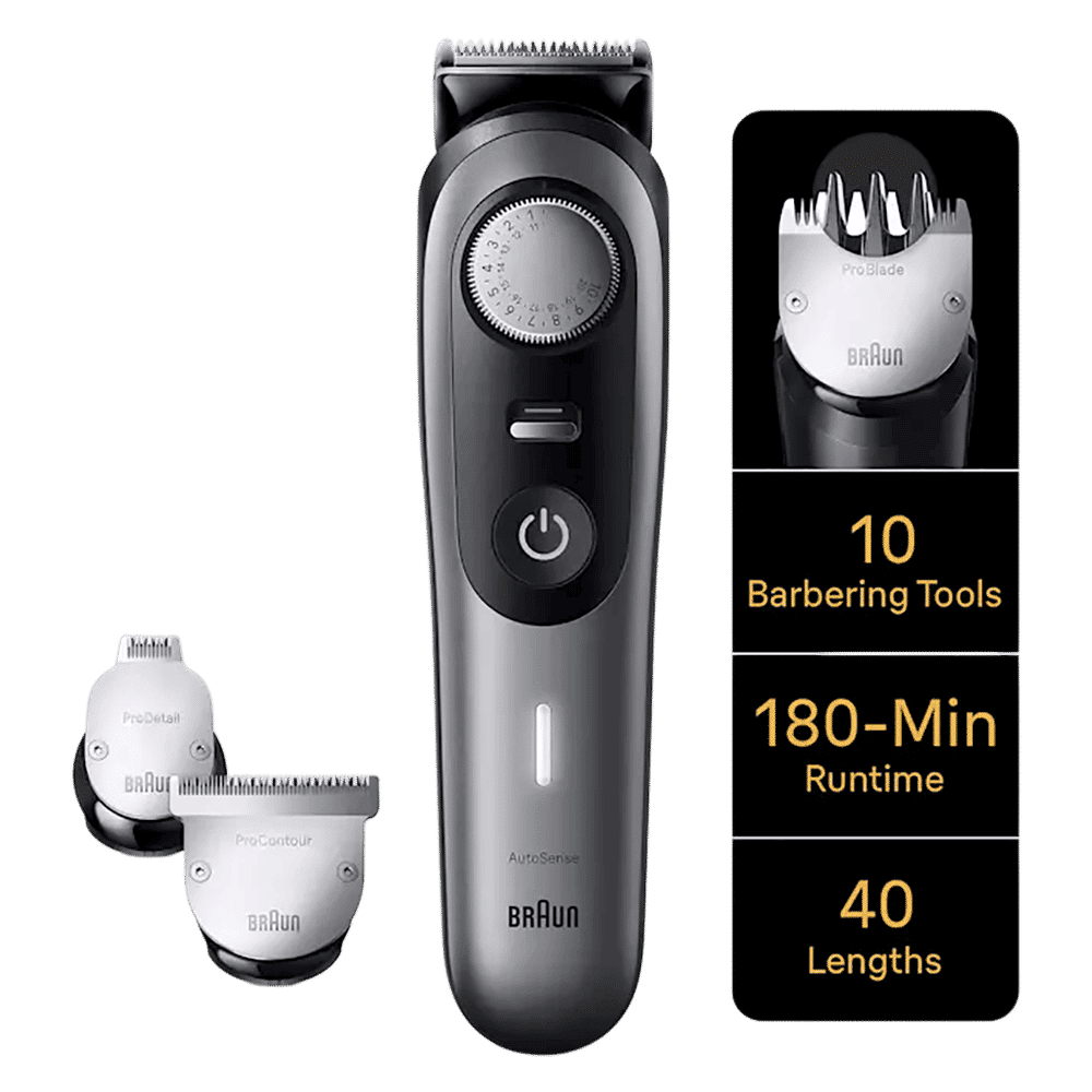 Braun Series 9 Rechargeable Cordless Wet & Dry Trimmer for Beard with 40 Length Settings for Men (180mins Runtime, AutoSense Technology, Grey)_3
