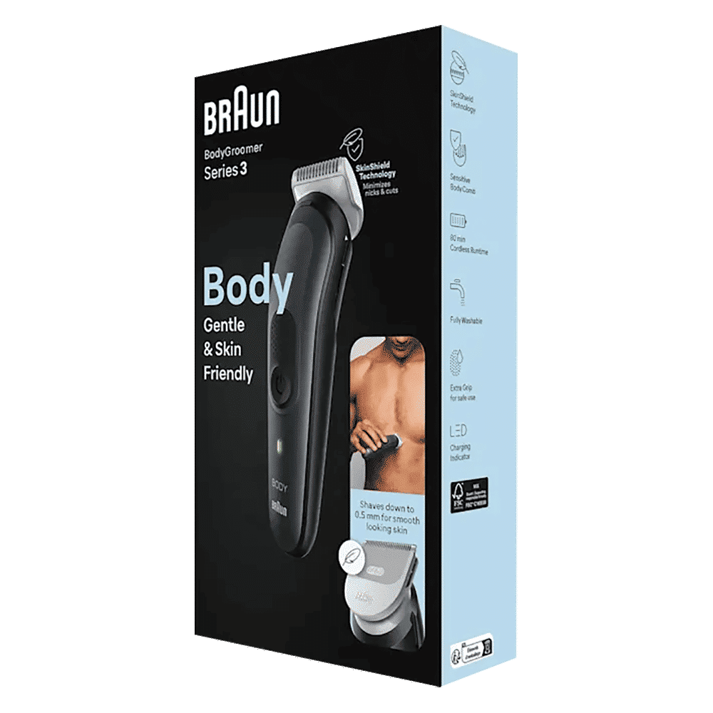 Braun Series 3 Rechargeable Cordless Body Groomer for Body & Intimate Areas for Men (80mins Runtime, SkinShield Technology, Black) Braun Series 3 Rechargeable Cordless Body Groomer for Body & Intimate Areas for Men (80mins Runtime, SkinShield Technology, Black)_7