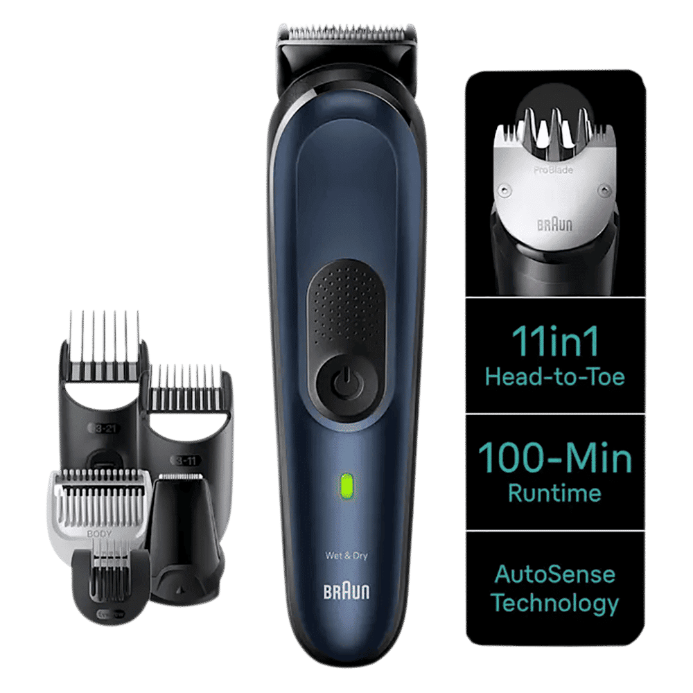Braun Series 7 11-in-1 Rechargeable Cordless Grooming Kit for Hair, Beard, Body, Ear, Nose & Intimate Areas for Men (100mins Runtime, AutoSense Technology, Blue) Braun Series 7 11-in-1 Rechargeable Cordless Grooming Kit for Hair, Beard, Body, Ear, Nose & Intimate Areas for Men (100mins Runtime, AutoSense Technology, Blue)_1