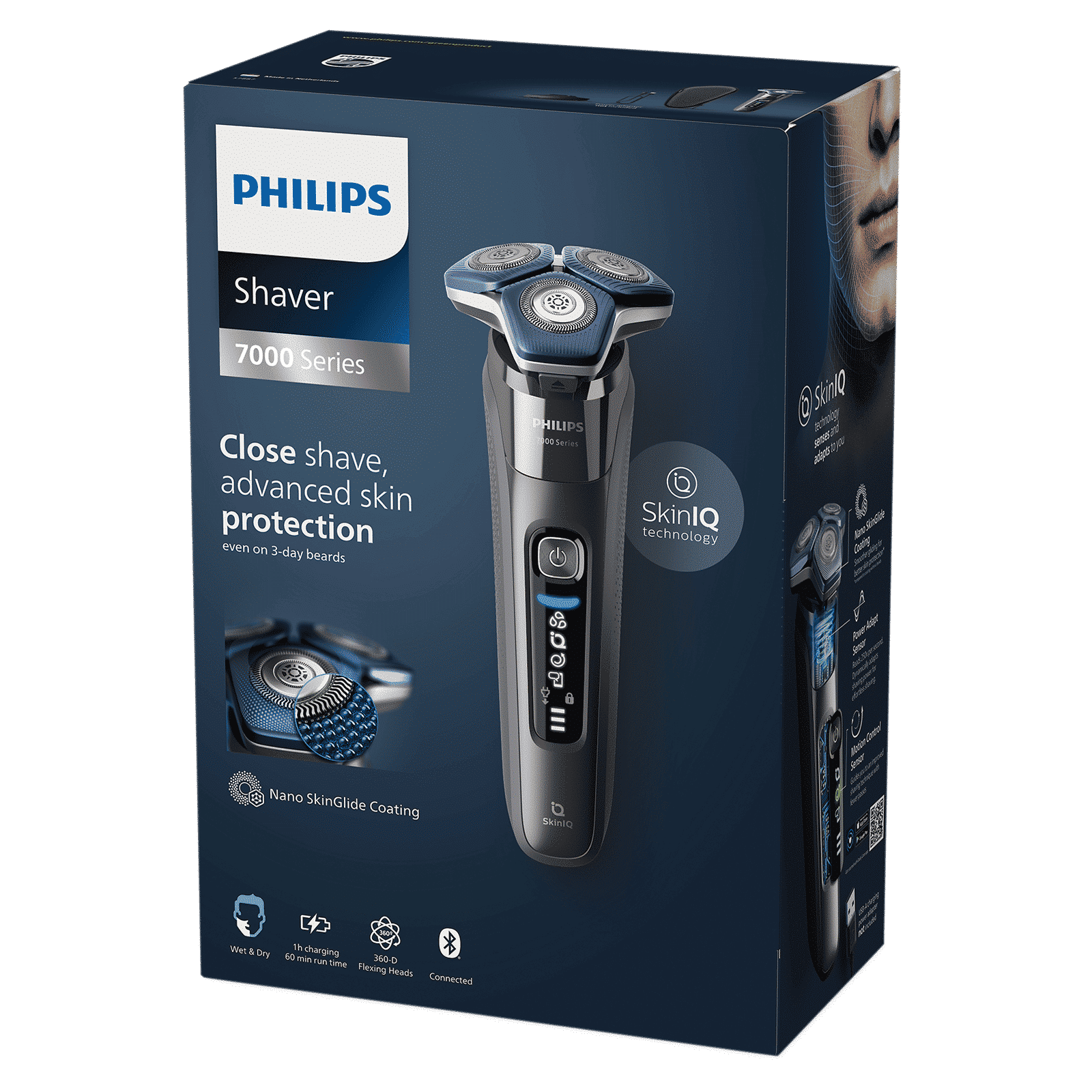 PHILIPS 7000 Series Rechargeable Cordless Shaver for Face for Men (60mins Runtime, SkinIQ Technology, Dark Chrome)_6
