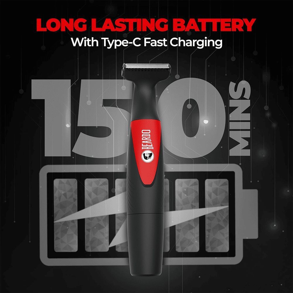 BEARDO I-Blade Rechargeable Cordless Wet & Dry Trimmer for Beard, Body, Hair & Intimate Areas with 4 Length Settings for Men (120 mins Runtime, Fast Charging, Black)_12