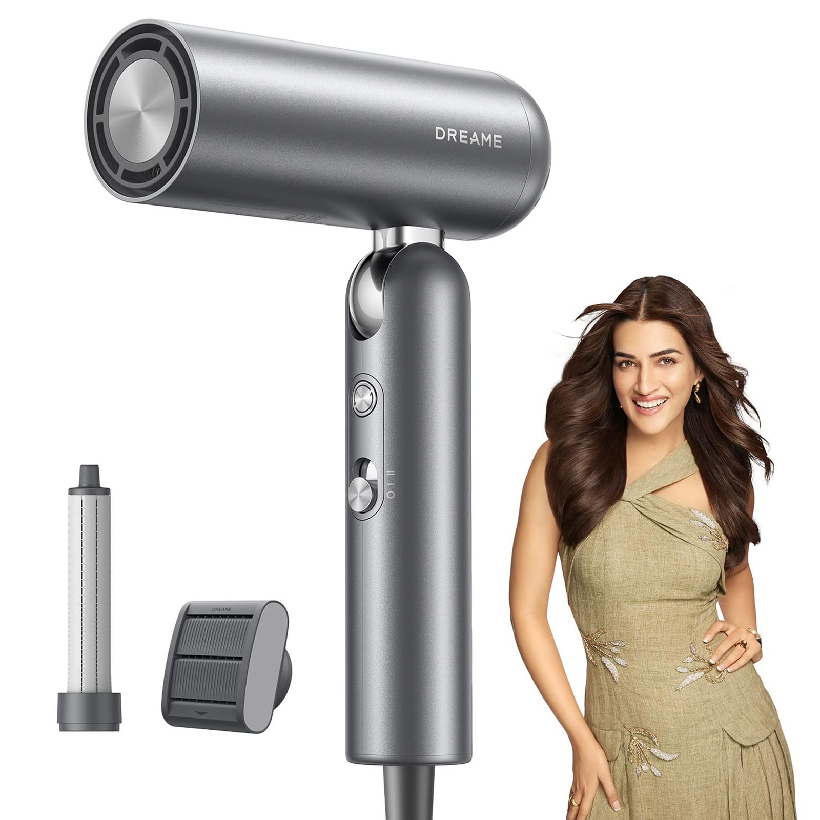 DREAME Pocket Hair Dryer with 5 Heat Settings (300 Million Negative Ions Per CM, Grey)_8