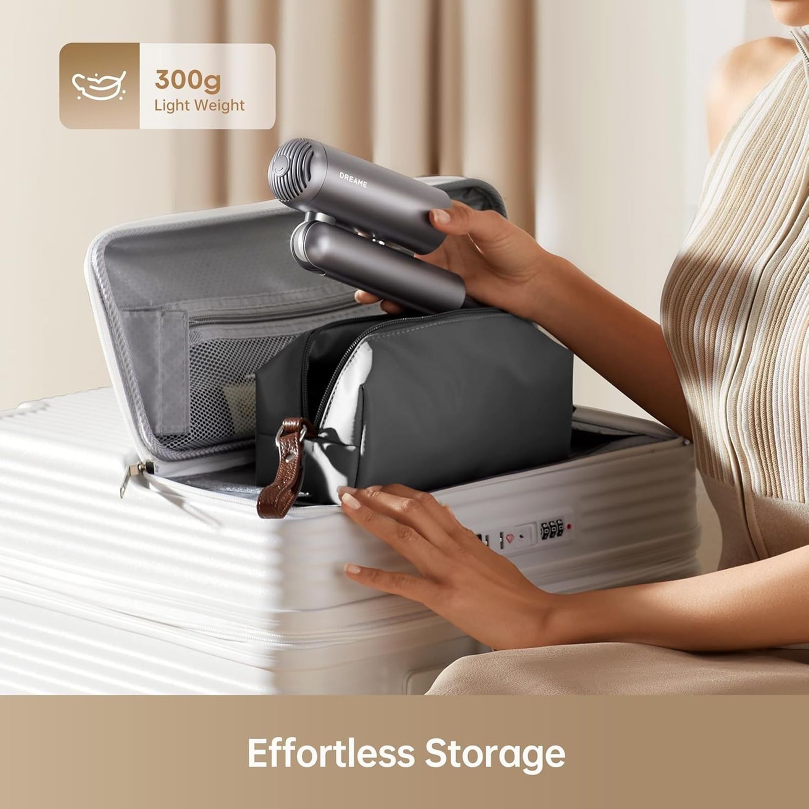 DREAME Pocket Hair Dryer with 5 Heat Settings (300 Million Negative Ions Per CM, Grey)_12