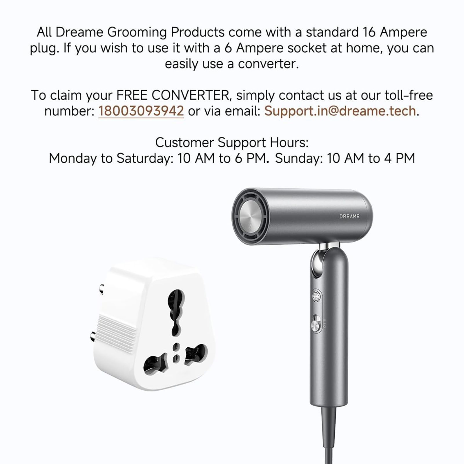 DREAME Pocket Hair Dryer with 5 Heat Settings (300 Million Negative Ions Per CM, Grey)_15