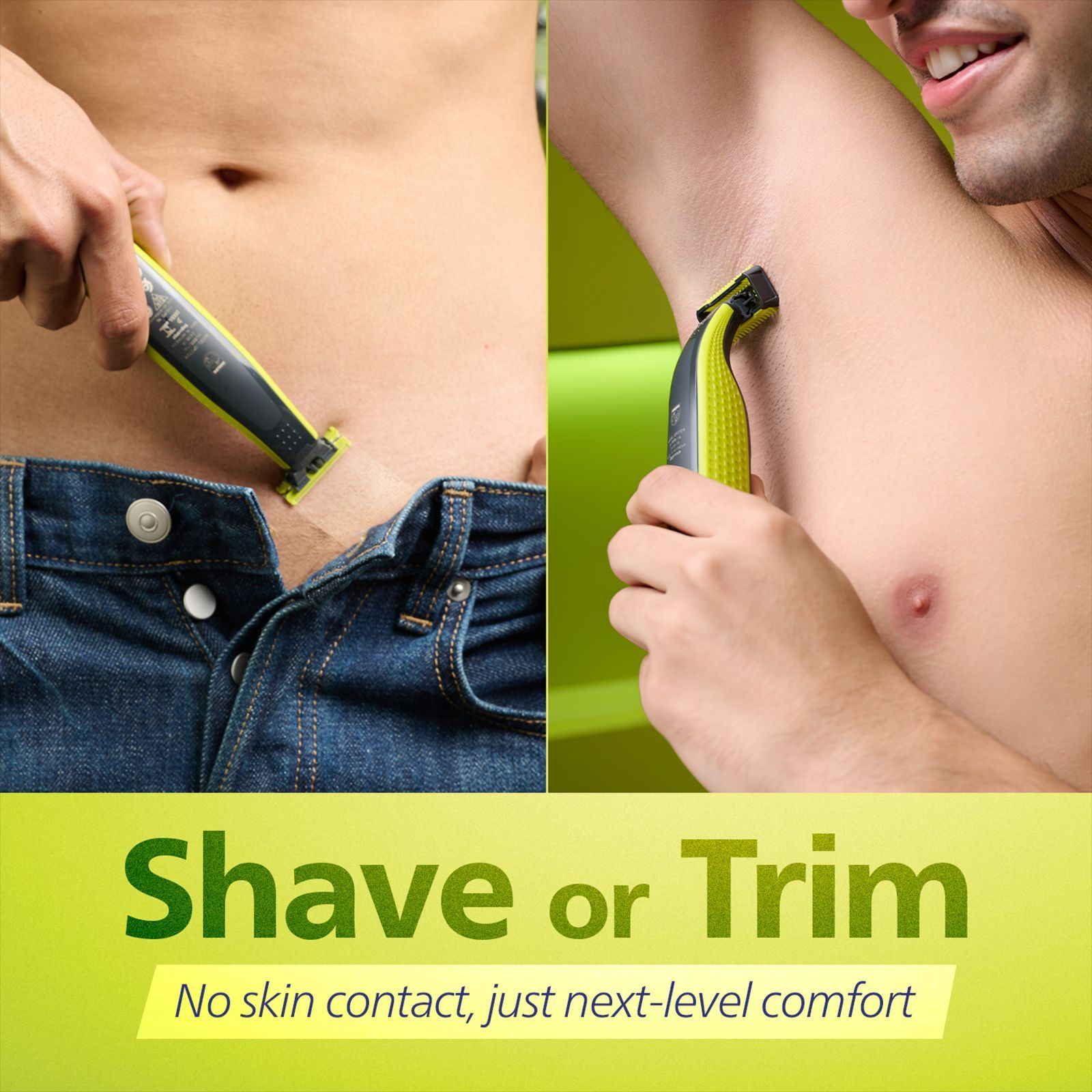 PHILIPS QP 2000 Series 2-in-1 Rechargeable Cordless Multipurpose Trimmer for Face & Body for Men (45mins Runtime, Unique OneBlade Technology, Lime Green)_6