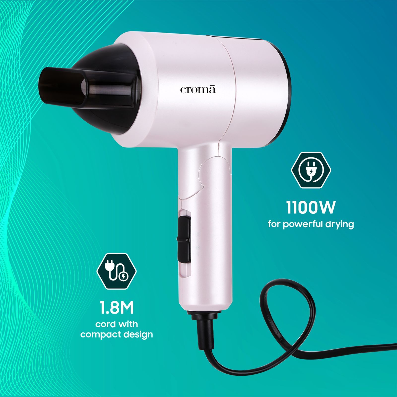 Croma Hair Dryer with 3 Heat Settings & Cool Shot (Overheat Protection, Pink)_9