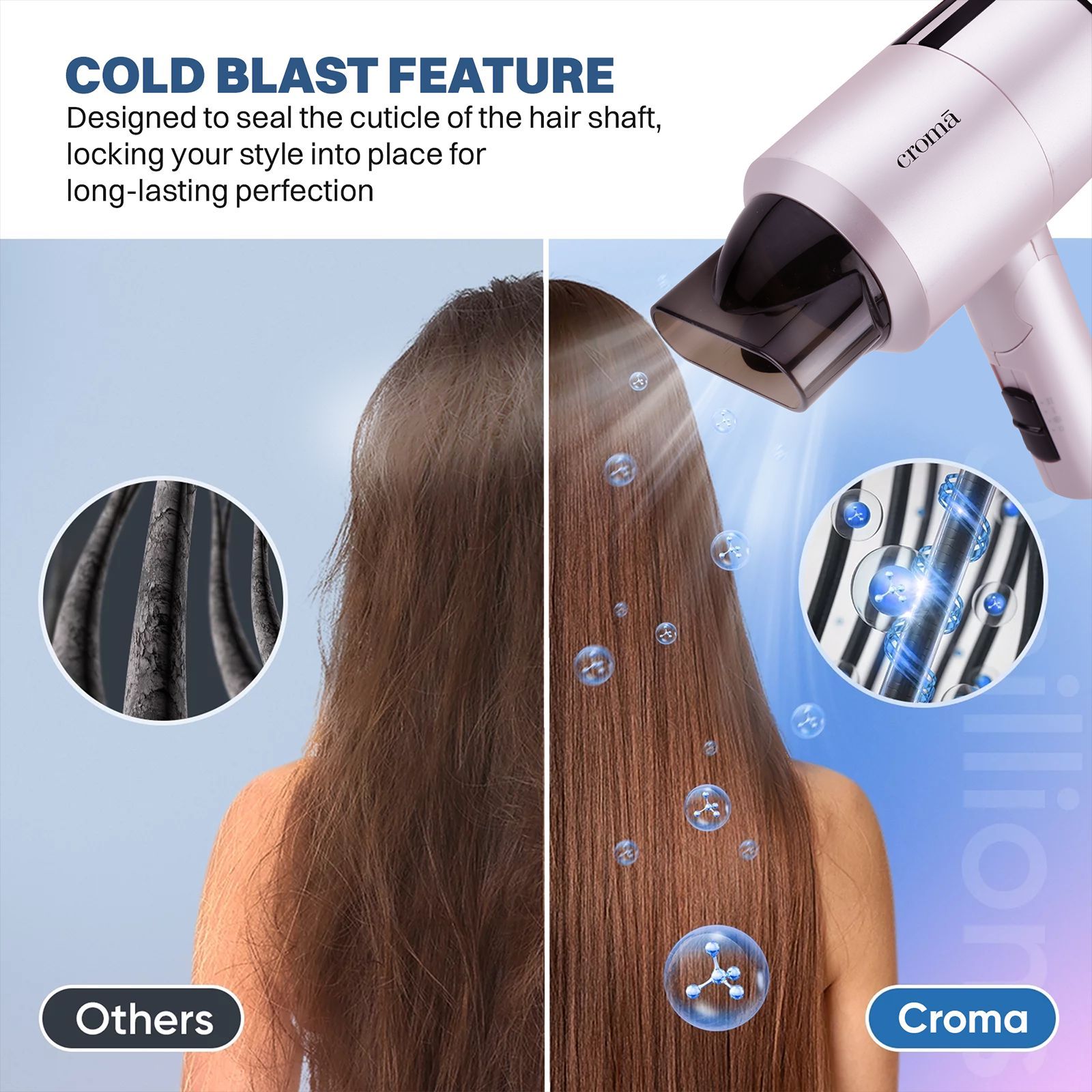 Croma Hair Dryer with 3 Heat Settings & Cool Shot (Overheat Protection, Pink)_5