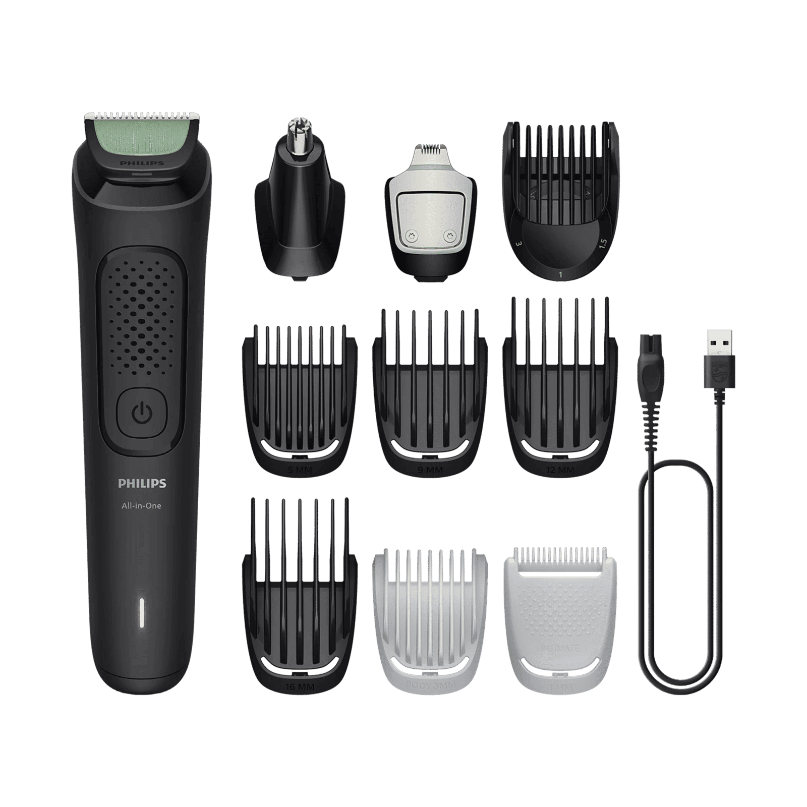 Philips 3000 Series 10-in-1 Rechargeable Cordless Multipurpose Trimmer for Hair, Body, Face & Intimate Areas for Men (70min Runtime, Self-Sharpening Blades, Black)_1