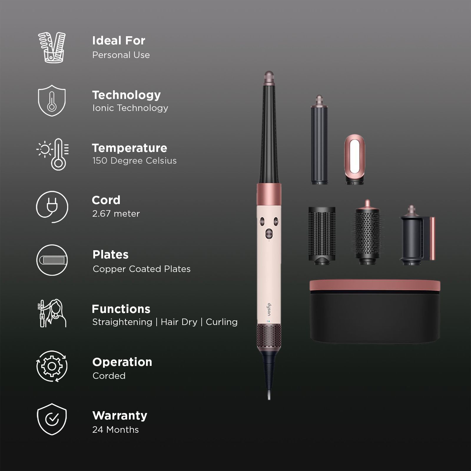 Dyson Airwrap id 6-in-1 Multi Styler & Dryer with Bluetooth Enabled (Conical Barrel, Ceramic Pink and Rose Gold) Dyson Airwrap id 6-in-1 Multi Styler & Dryer with Bluetooth Enabled (Conical Barrel, Ceramic Pink and Rose Gold)_3