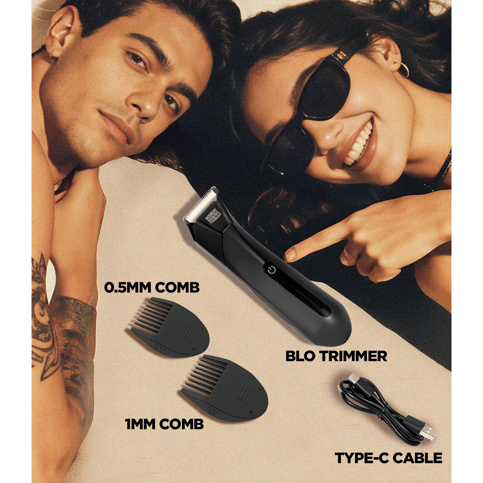 Bombay Shaving Company Blo Rechargeable Cordless Wet & Dry Trimmer for Body & Intimate Areas with 2 Length Settings for Men (90min Runtime, Flash Charging, Black)_3