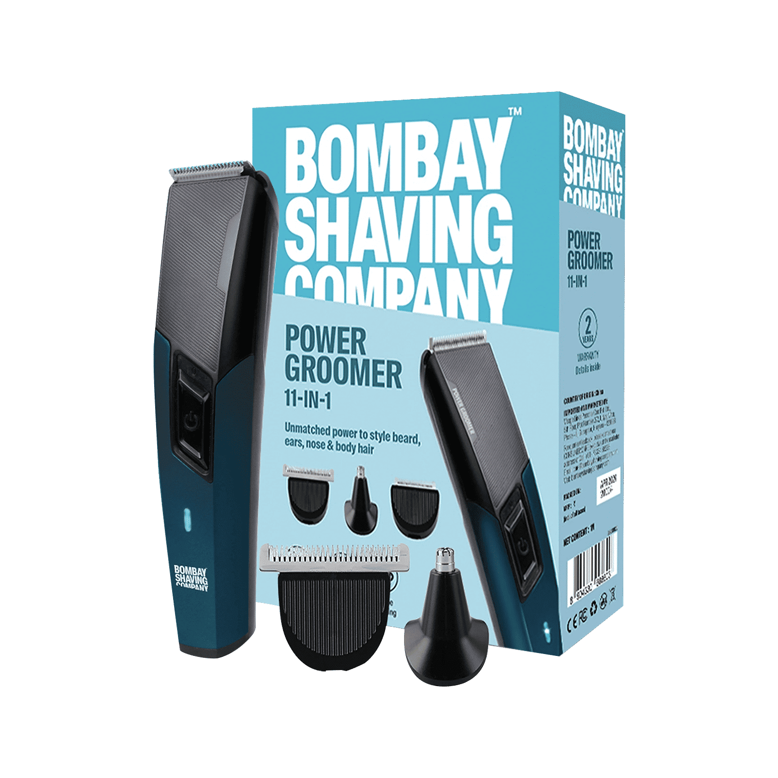 Bombay Shaving Company Power Groomer 11-in-1 Rechargeable Cordless Multipurpose Trimmer for Beard, Face, Body & Intimate Areas for Men (90mins Runtime, Flash Charging, Blue)_1
