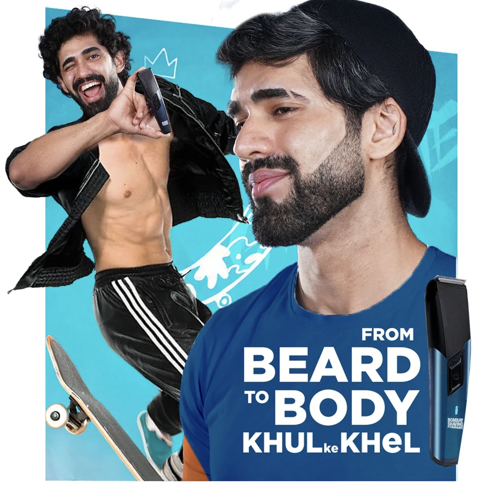 Bombay Shaving Company Power Groomer 11-in-1 Rechargeable Cordless Multipurpose Trimmer for Beard, Face, Body & Intimate Areas for Men (90mins Runtime, Flash Charging, Blue)_4