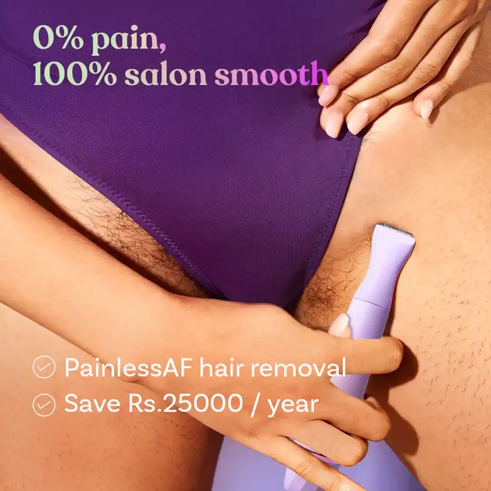 Bombae Fuzzoff 6 in 1 Rechargeable Cordless Multipurpose Trimmer for Eyebrows, Upper Lip, Chin, Peach Fuzz, Underarms & Intimate Areas for Women (90mins Runtime, Waterproof, Purple)_2