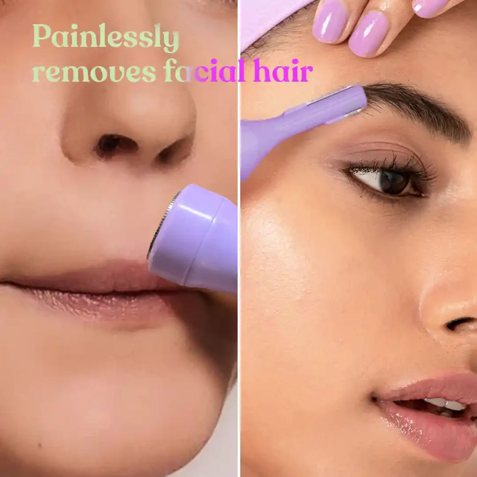 Bombae Fuzzoff 6 in 1 Rechargeable Cordless Multipurpose Trimmer for Eyebrows, Upper Lip, Chin, Peach Fuzz, Underarms & Intimate Areas for Women (90mins Runtime, Waterproof, Purple)_3