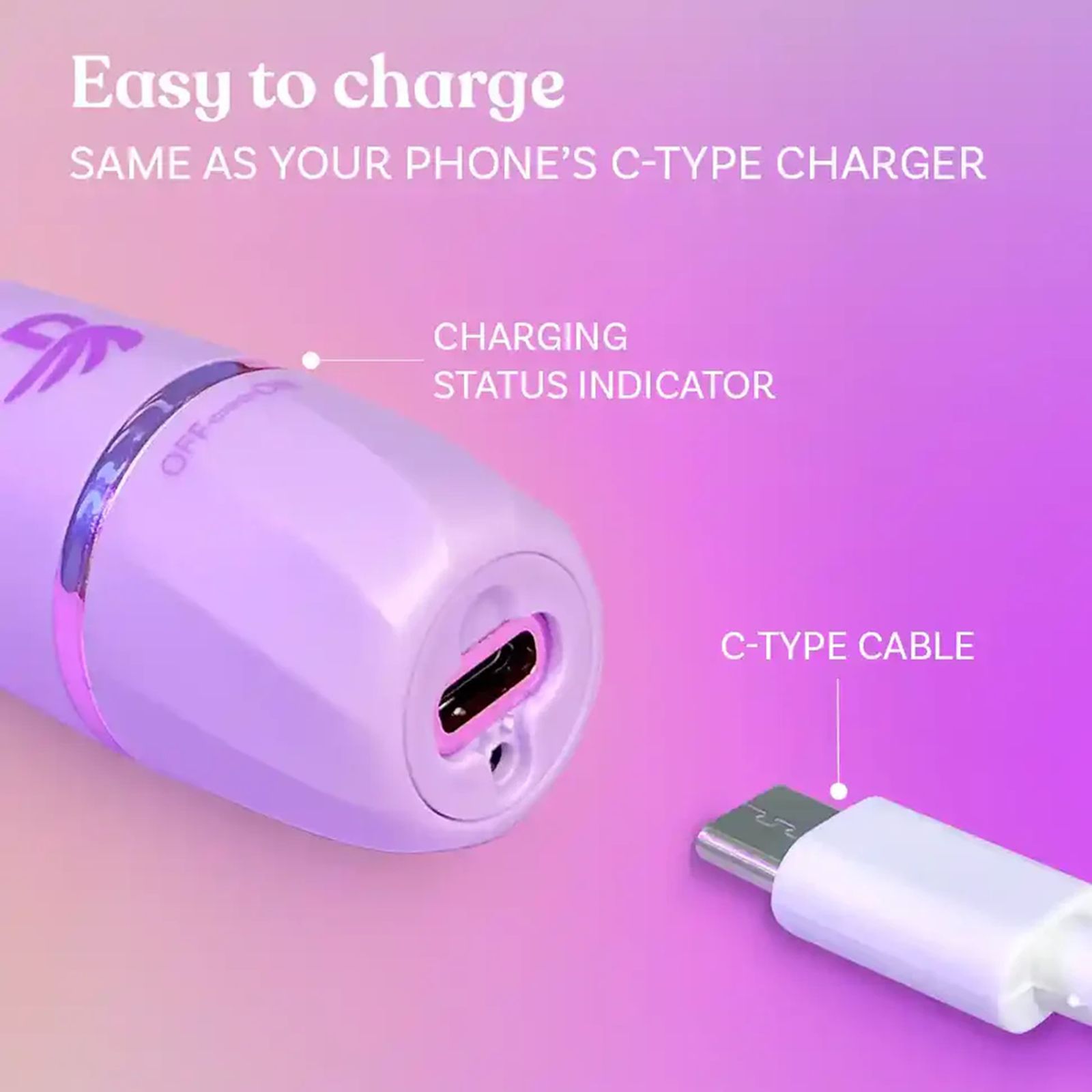 Bombae Fuzzoff 6 in 1 Rechargeable Cordless Multipurpose Trimmer for Eyebrows, Upper Lip, Chin, Peach Fuzz, Underarms & Intimate Areas for Women (90mins Runtime, Waterproof, Purple)_6