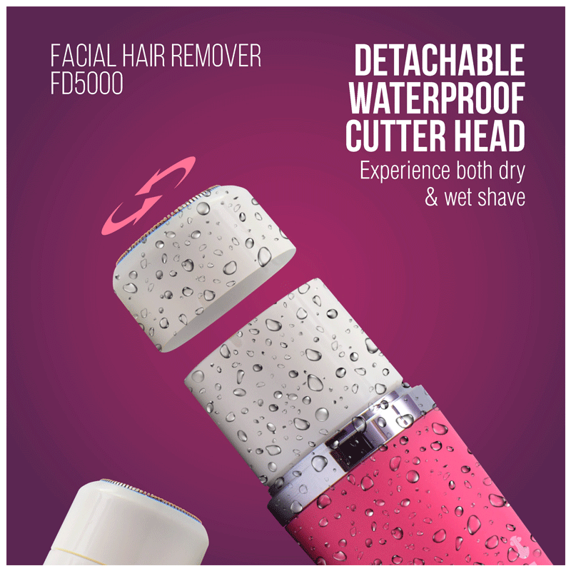HAVELLS FD5000 Facial Hair Remover For Women (Dual Track Rotary Blades, Pink)_5
