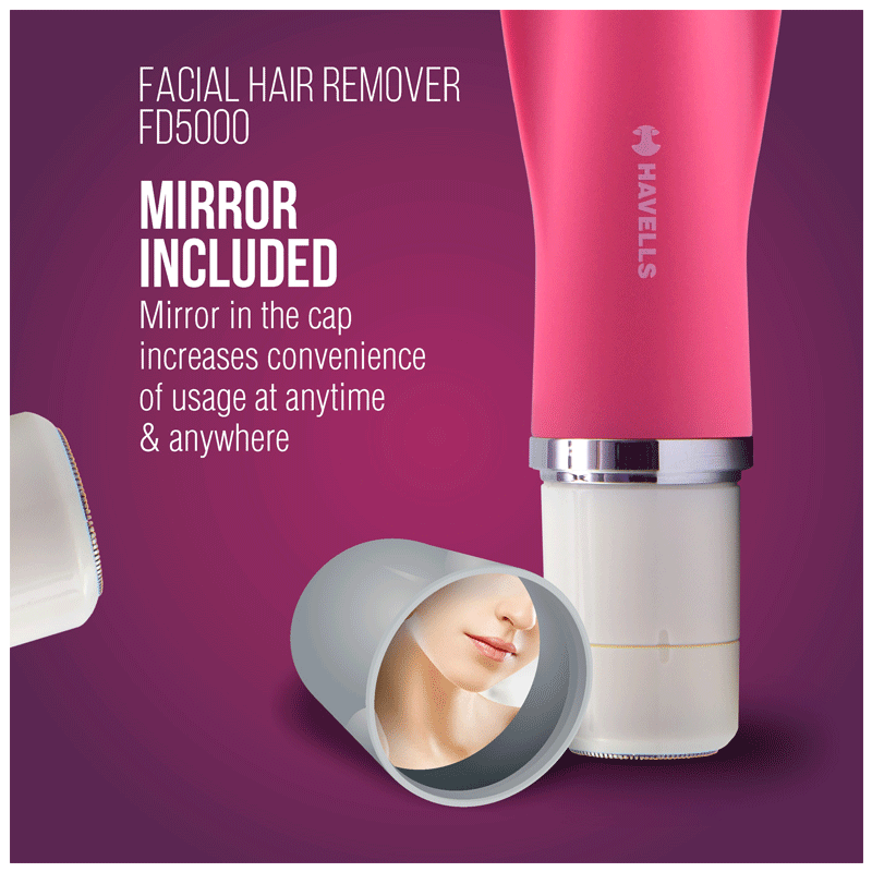 HAVELLS FD5000 Facial Hair Remover For Women (Dual Track Rotary Blades, Pink)_7